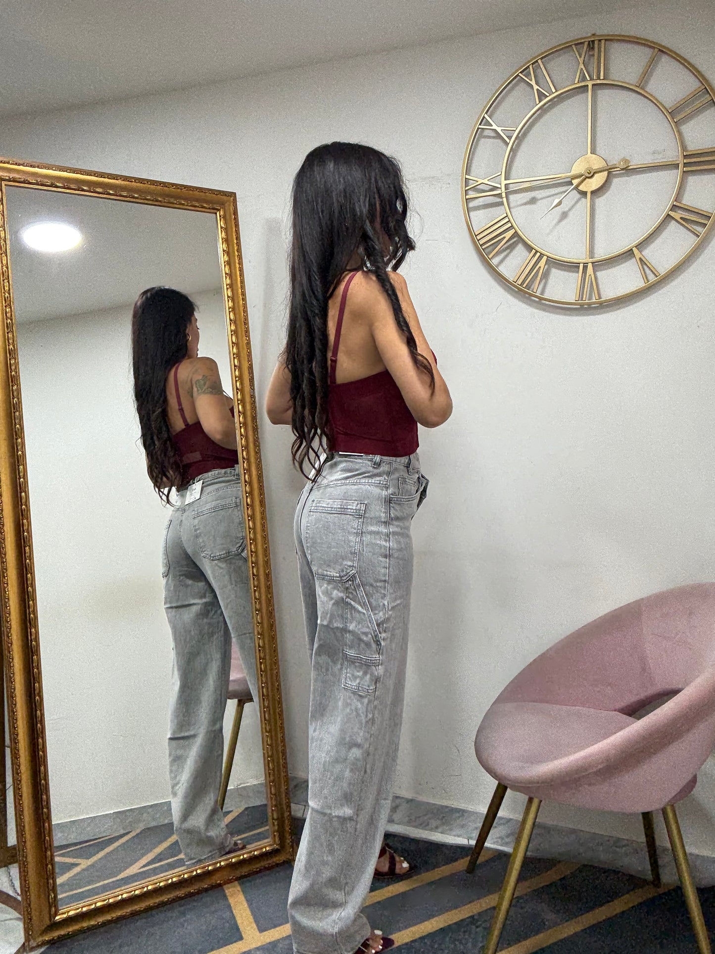 Jeans abbottonatura asimmetrica grigio 821