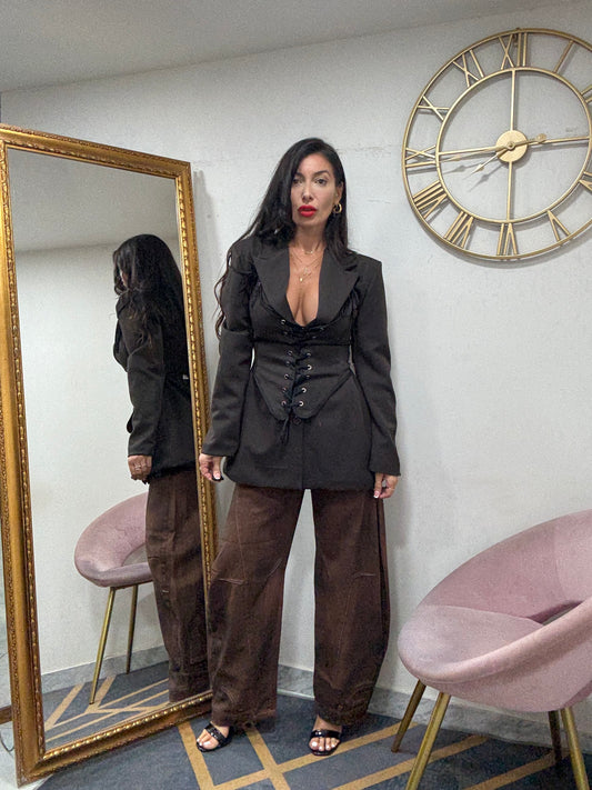Jeans revers  marrone 523