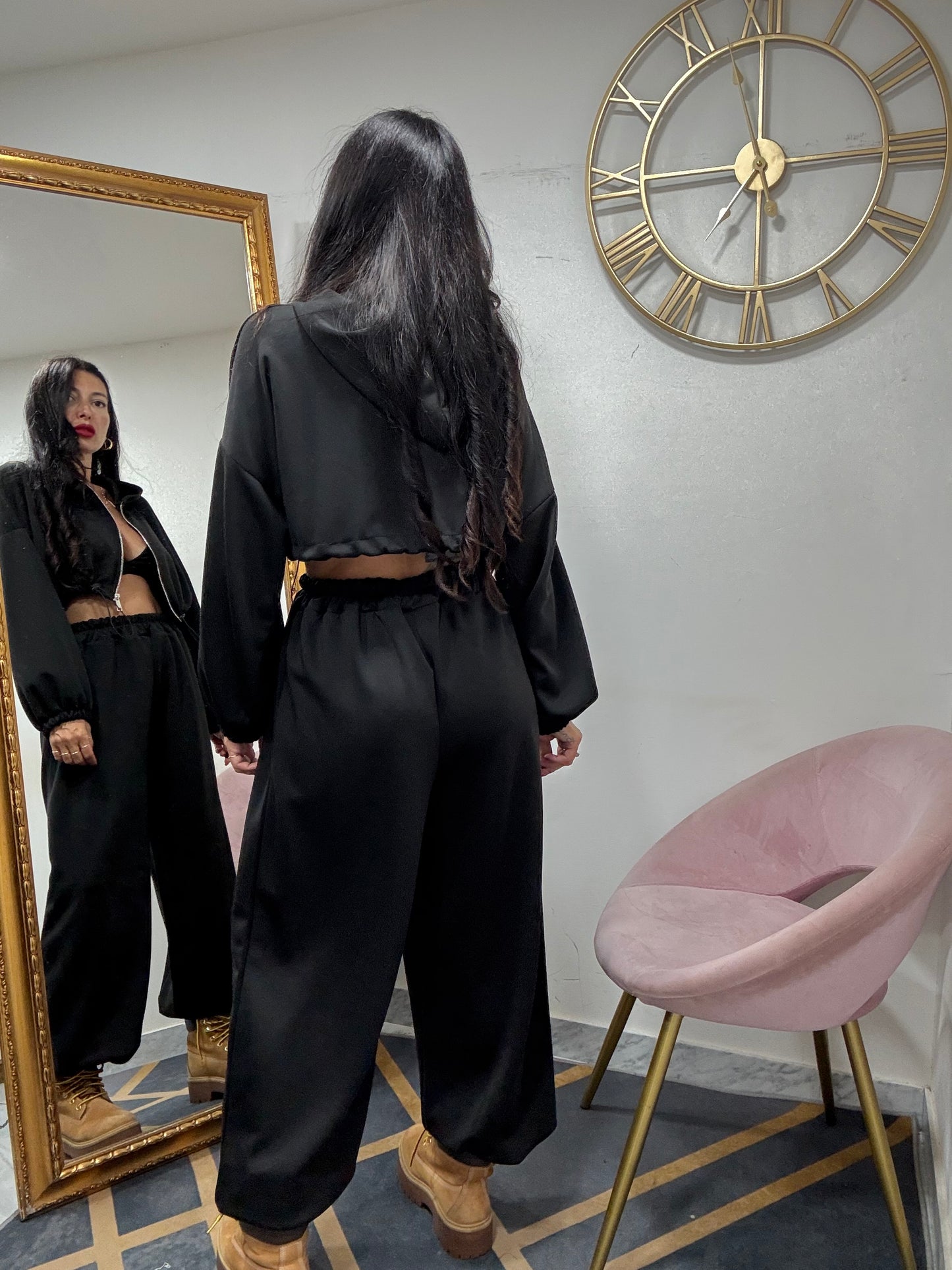 Coord felpa crop over coulisse