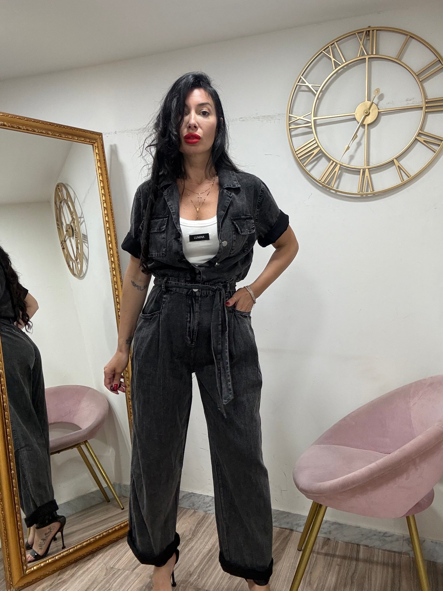Jumpsuit Denim 1/2 manica 10651