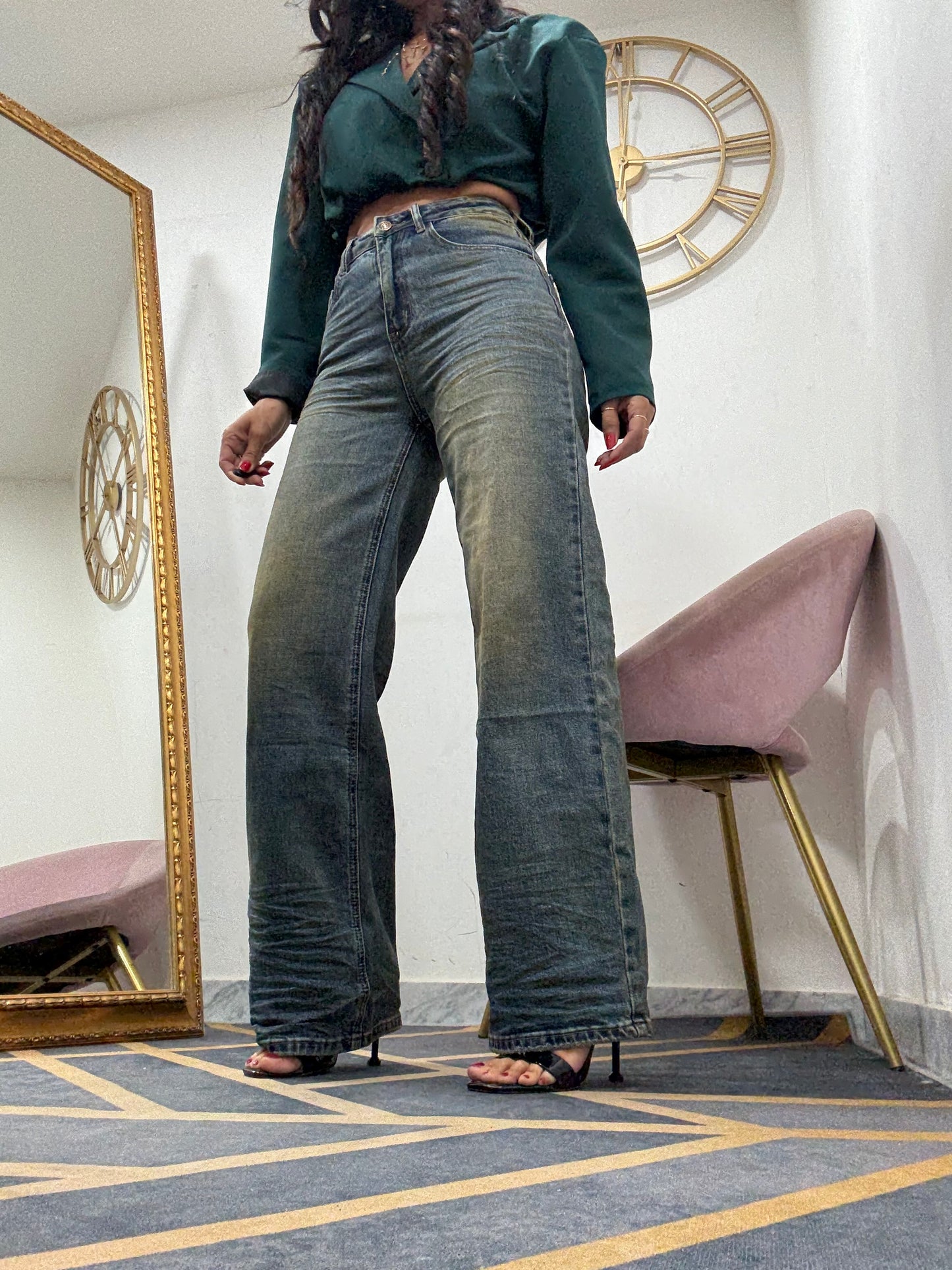 Jeans palazzo sabbiato marrone 226