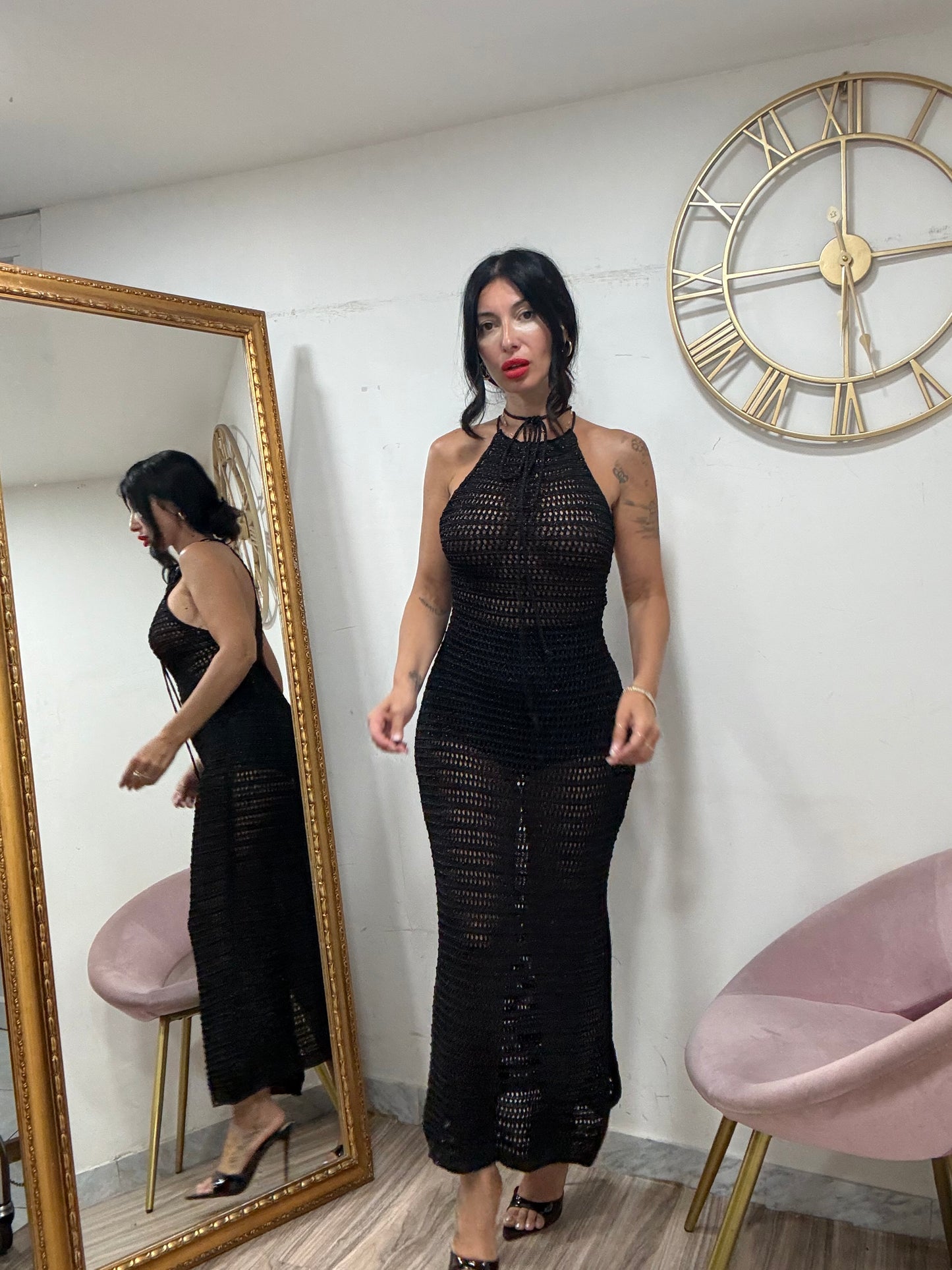 Dress uncinetto scollo americano 3679