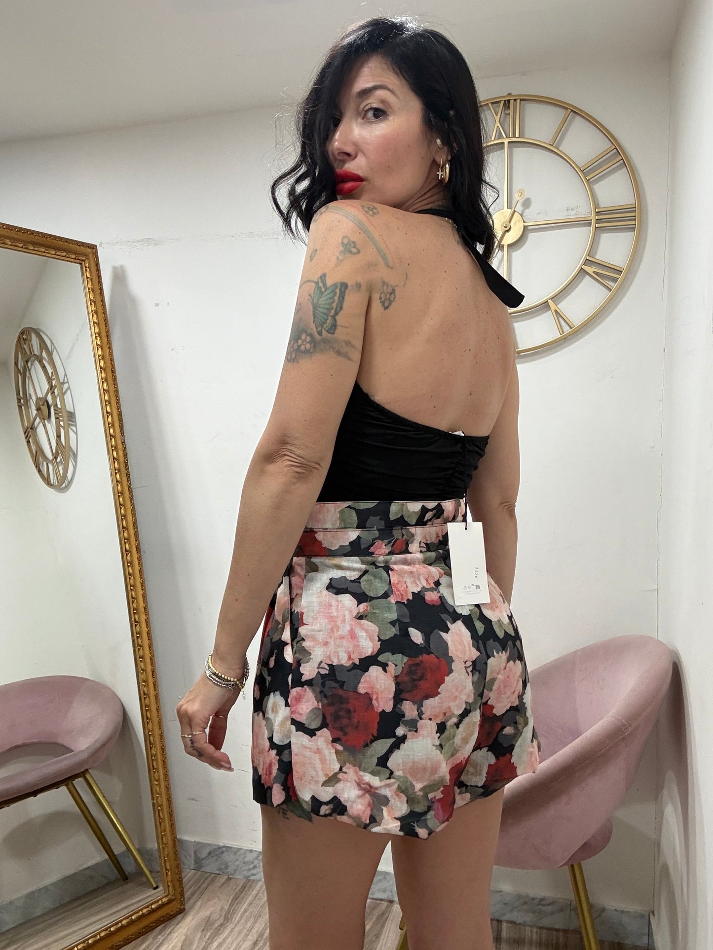 Crop top scollo V legato collo 3226