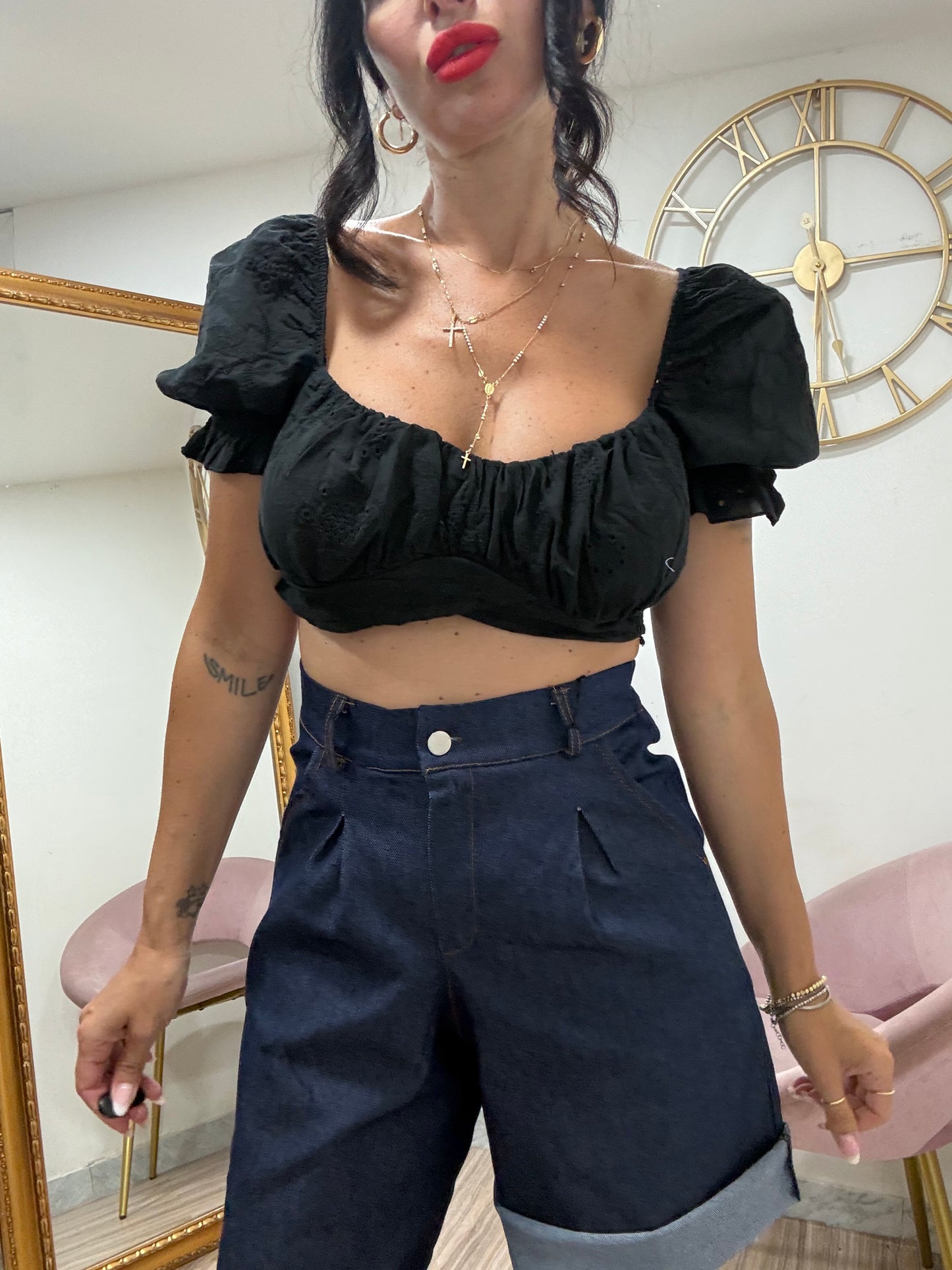 Maglia crop 1/2 manica mod Positano 15015
