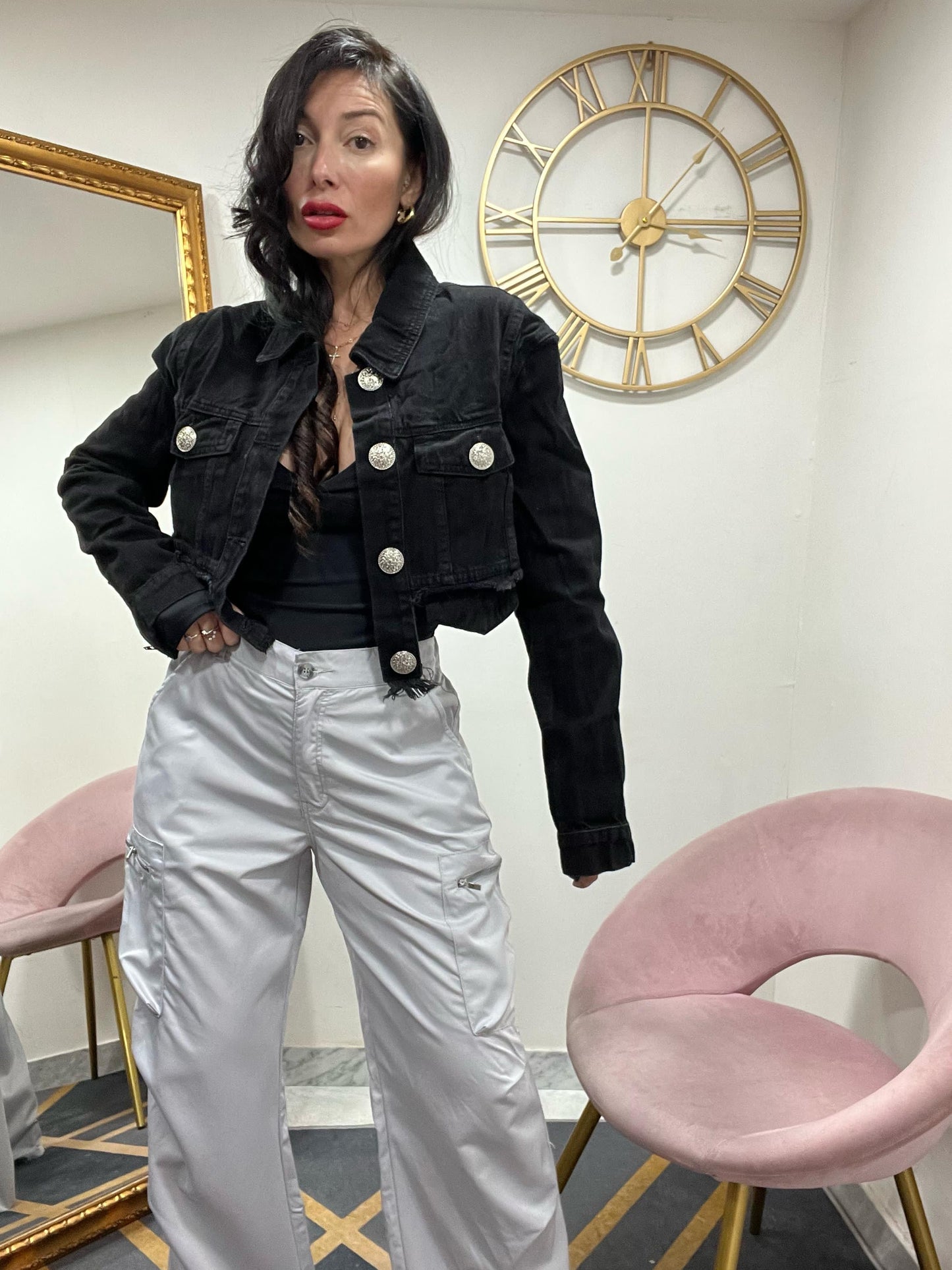 Giubbino denim crop