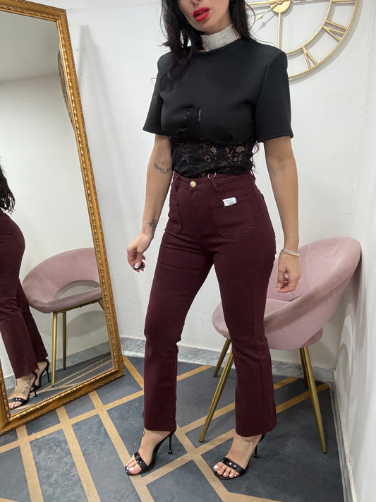 Jeans flared bordeaux taschini 9x3#