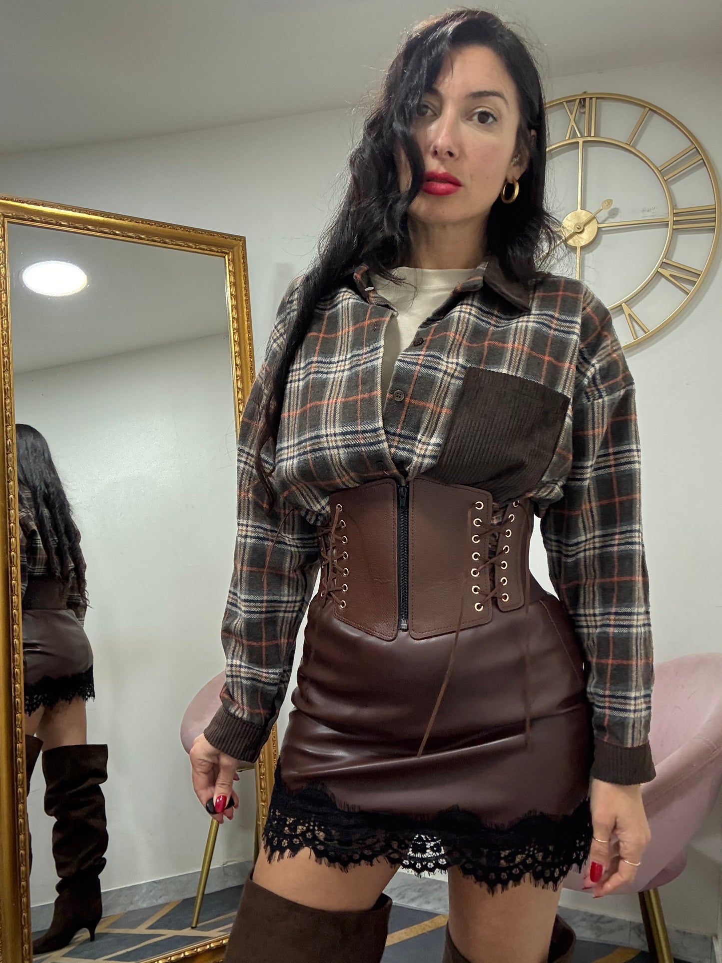 Mini ecopelle pizzo 825