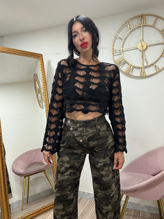 Jeans mimetico bottoni asimmetrici 8299