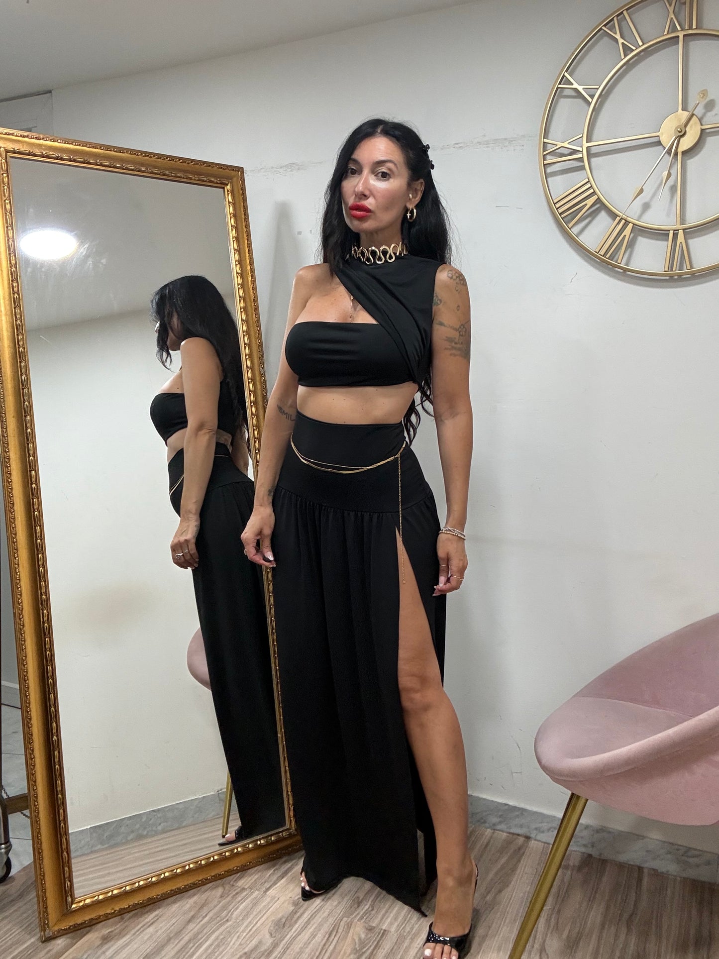 Coordinato crop gonna spacco 8080