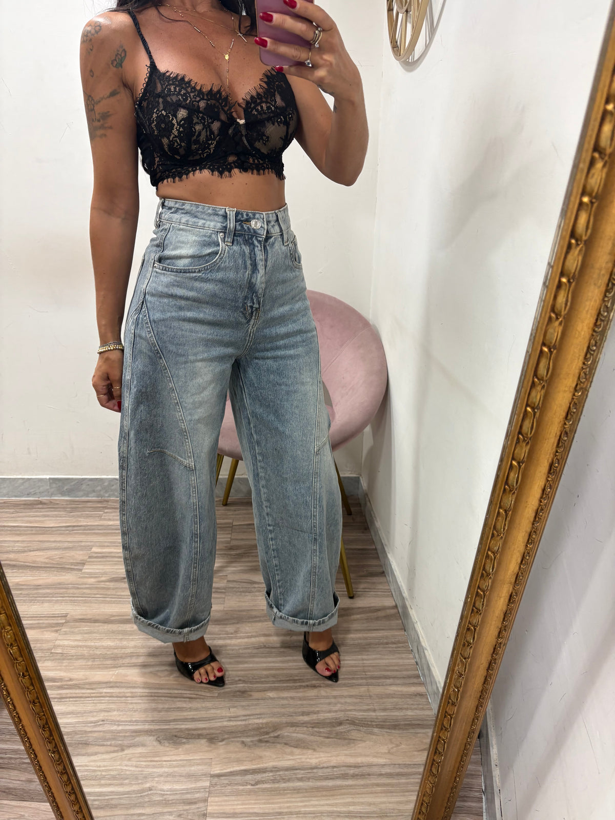 Jeans ballon cuciture 6036