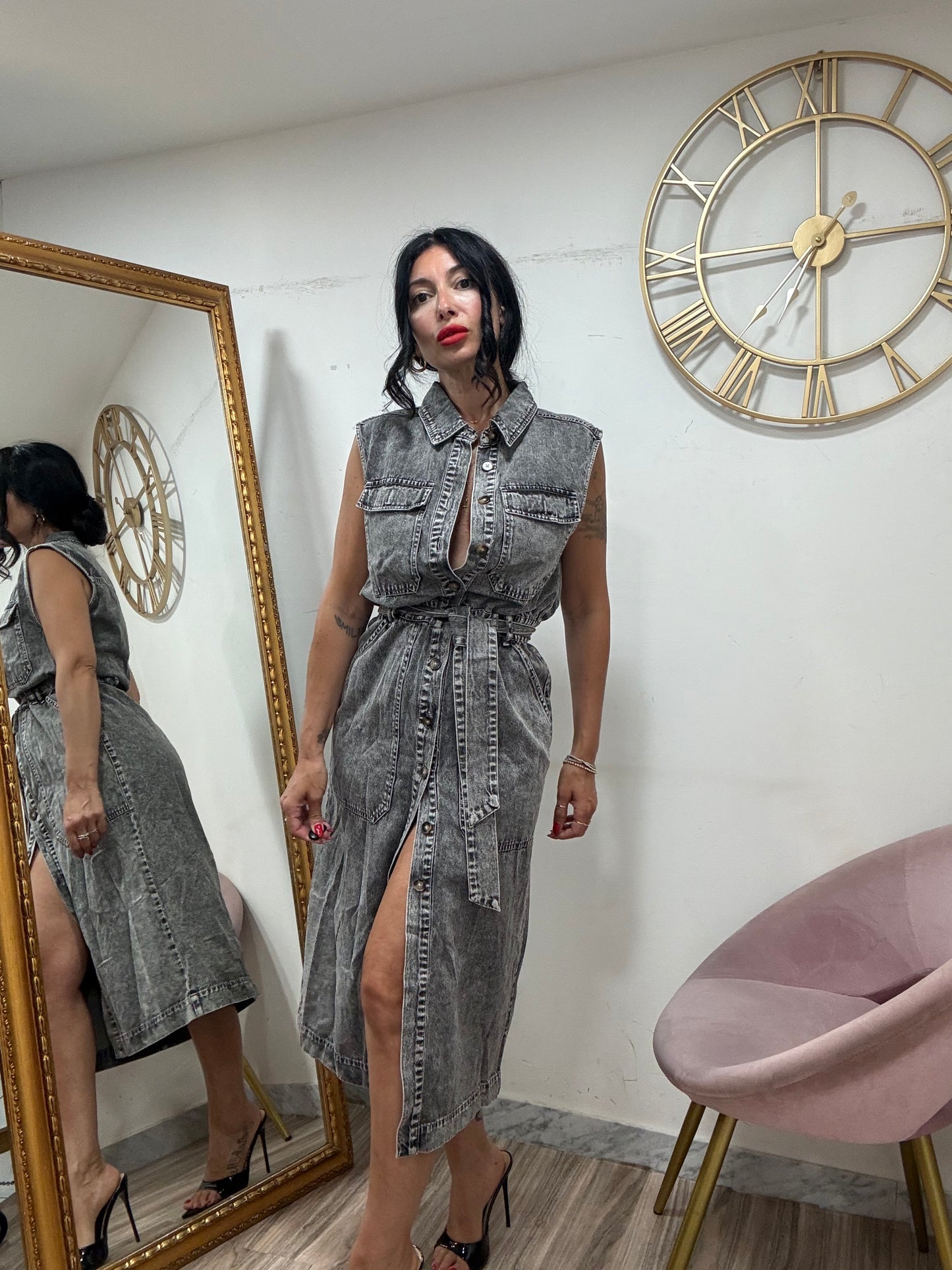 Dress denim mod camicia giro manica 10692