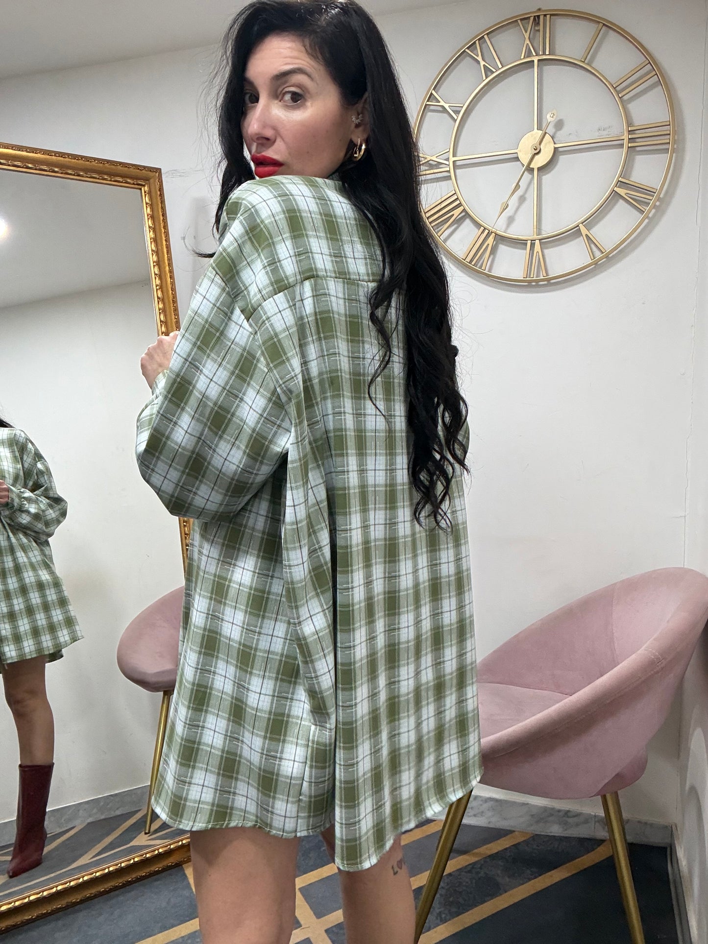 Camicione oversize quadri 18935