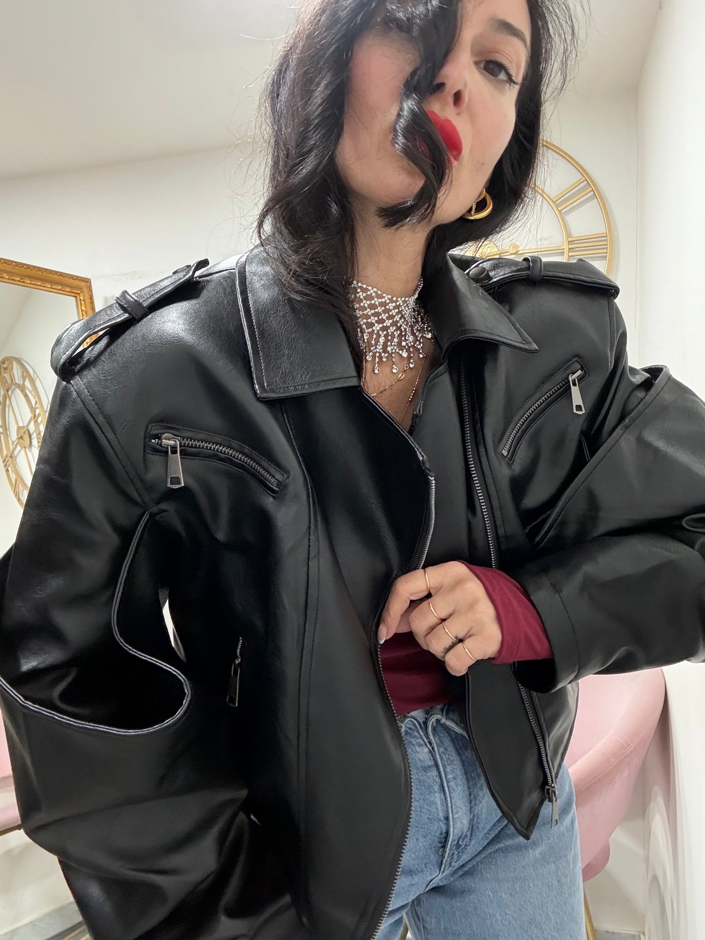 Chiodo ecopelle manicotto 683