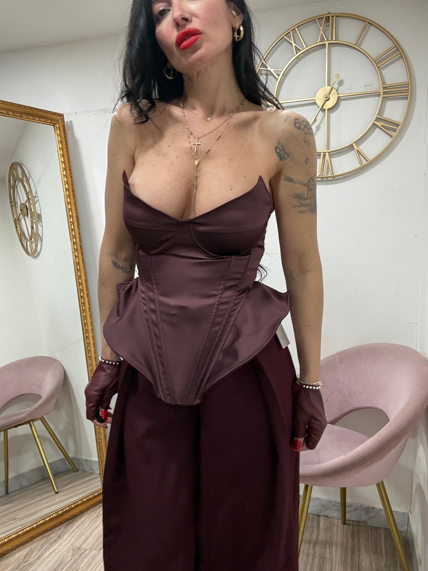 Corsetto raso punta e balze 1292