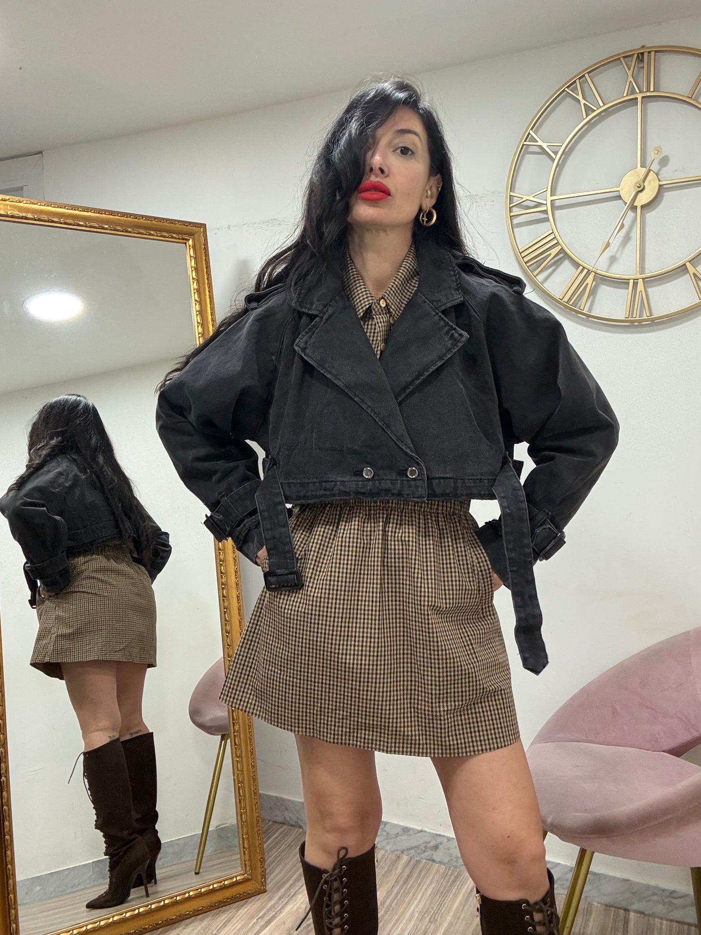Trench denim nero 196