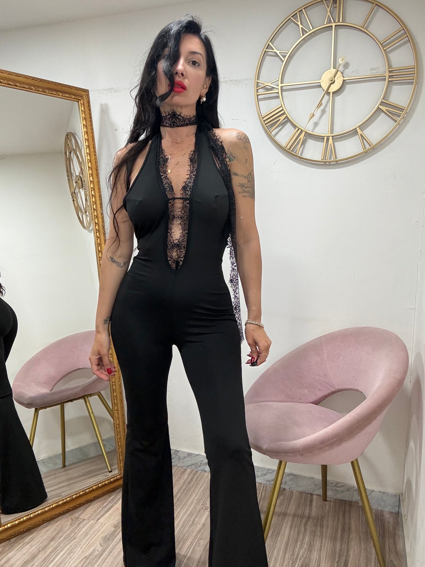 Jumpsuit scollo pizzo 20383