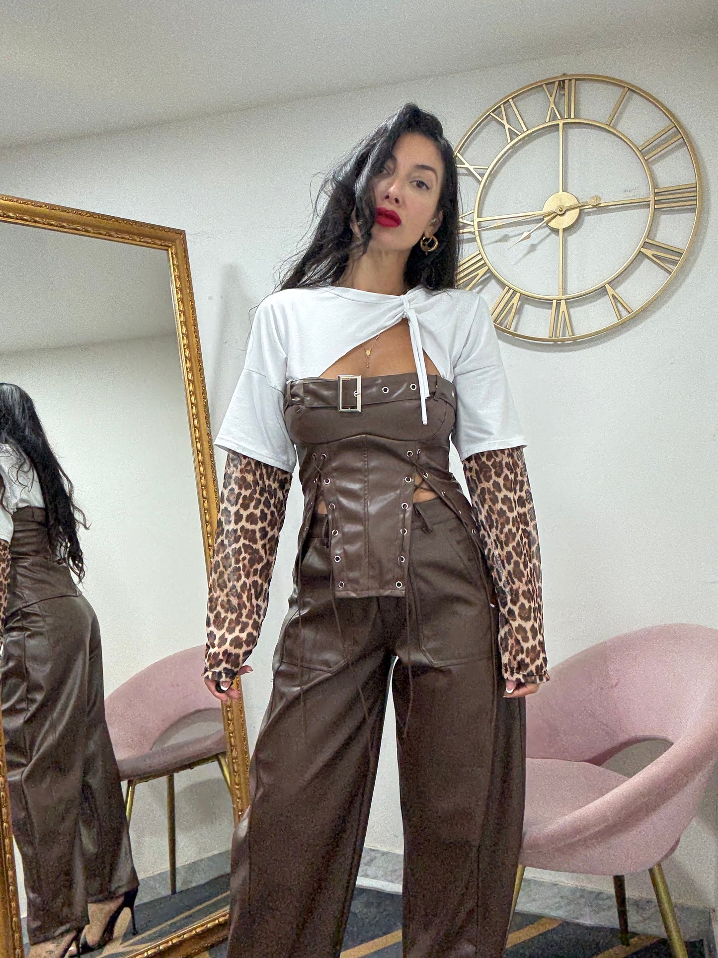 Shirt manica leopardata