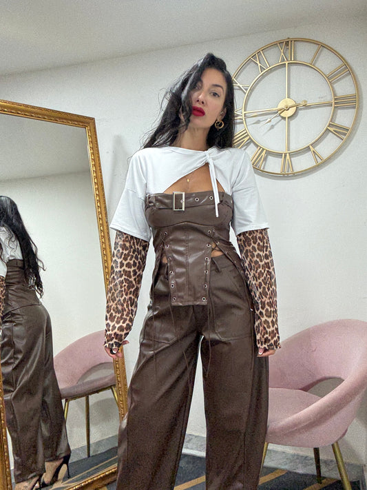 Shirt manica leopardata