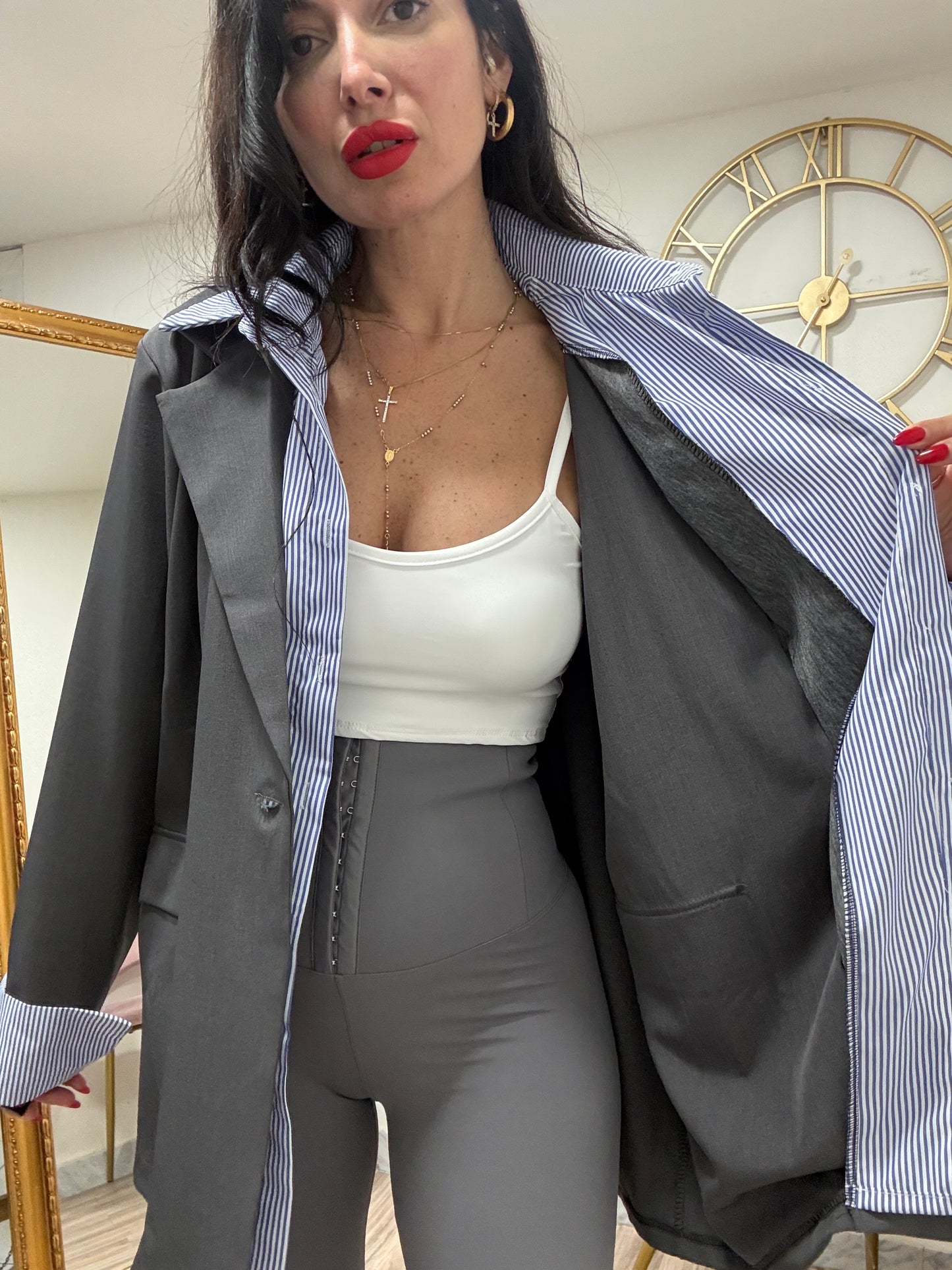 Giacca camicia righe 007111