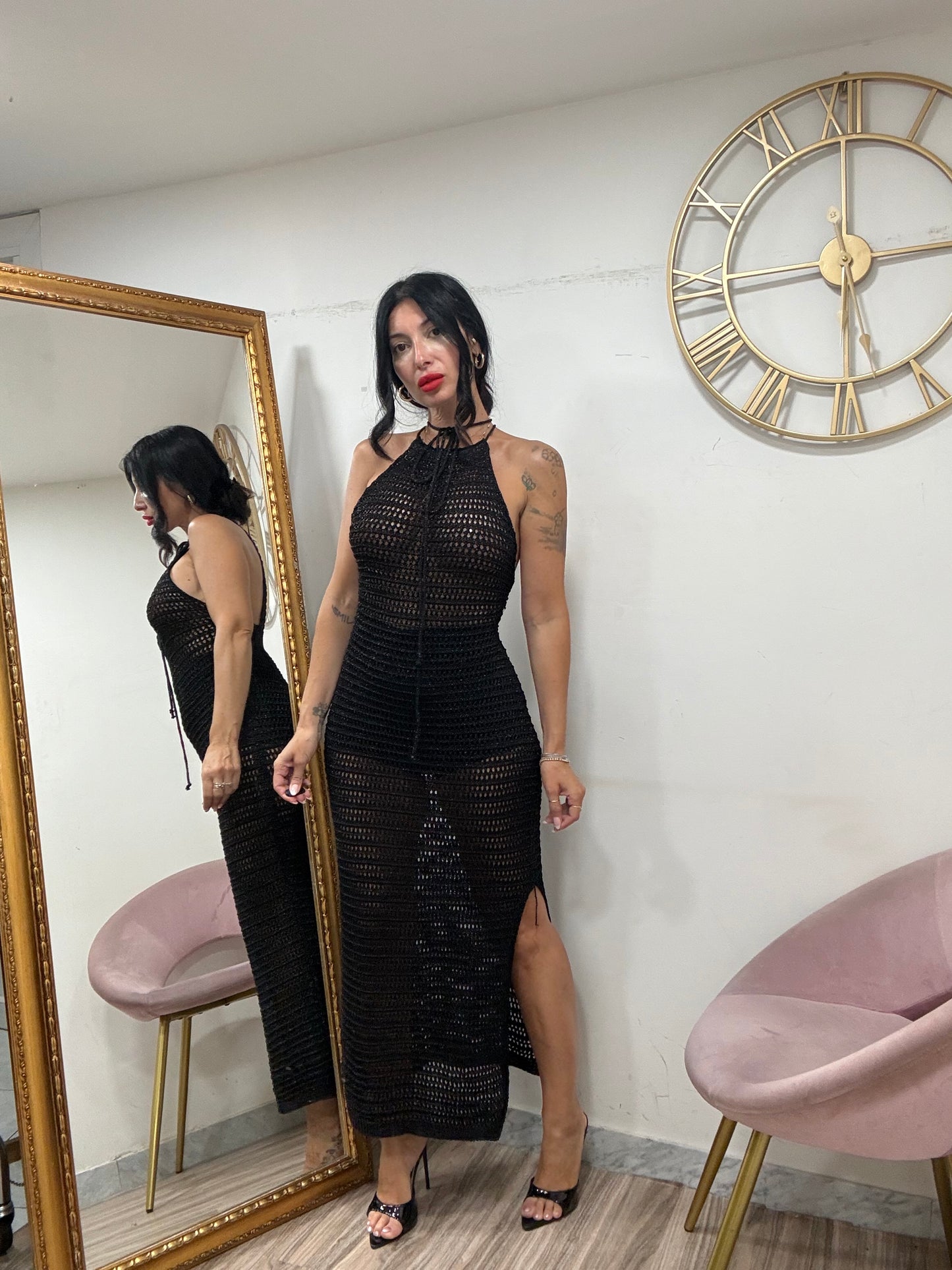 Dress uncinetto scollo americano 3679