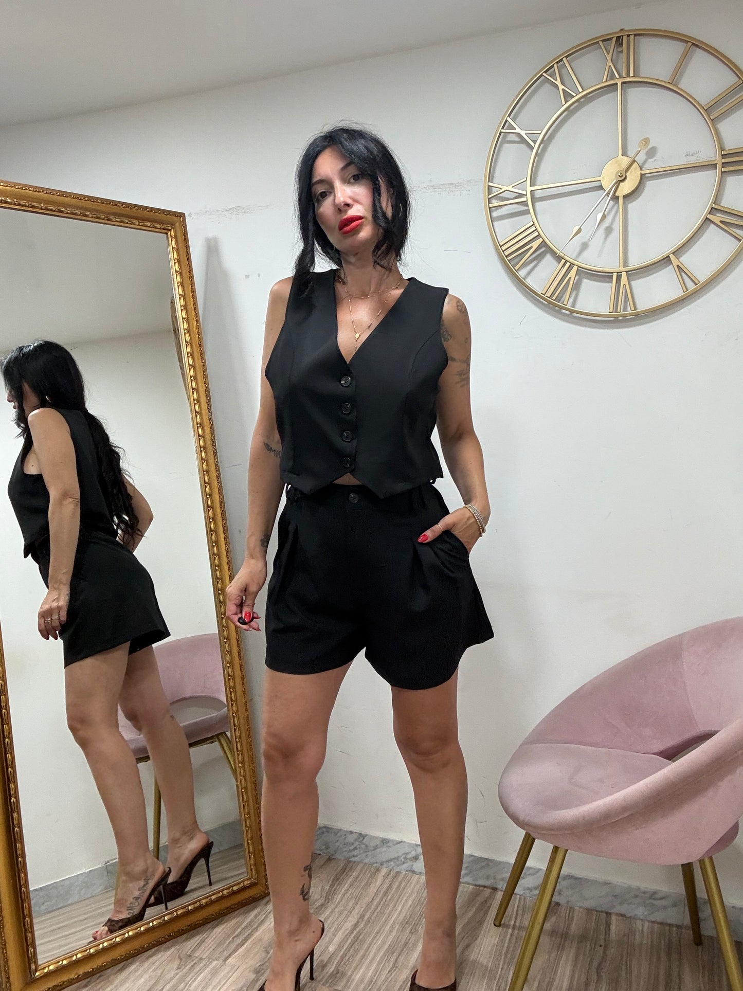 Coordinato shorts gilet crop 66859