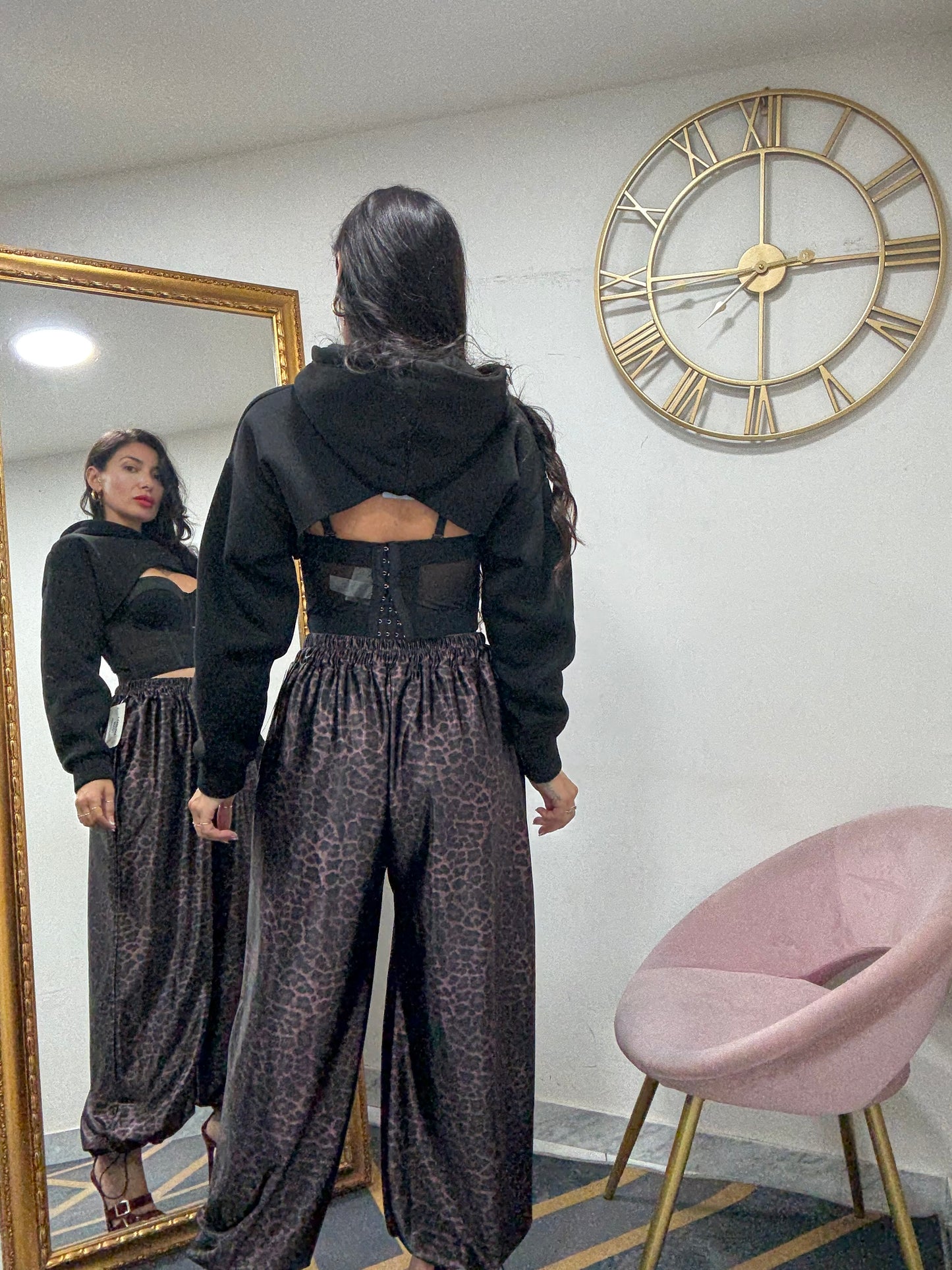 Pantalone seta aladino leopardato 83-1