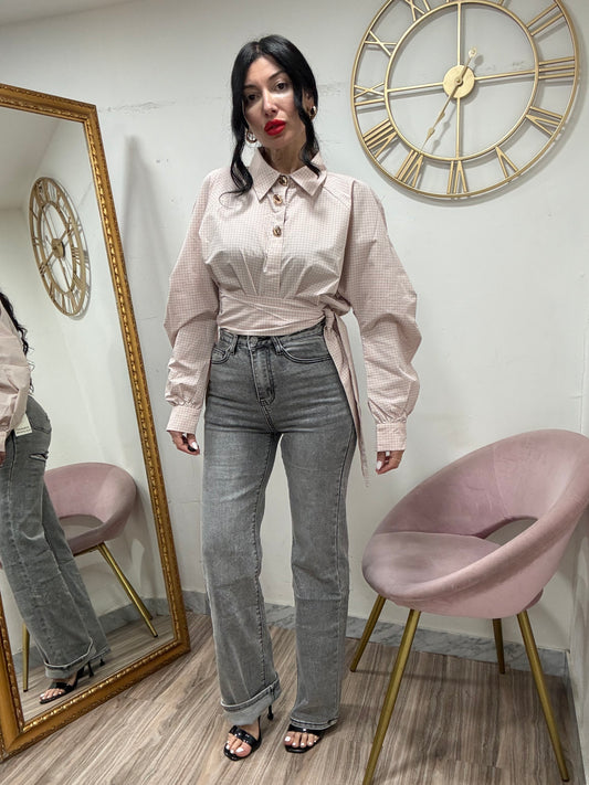 Jeans palazzo rotture grigio 528-2