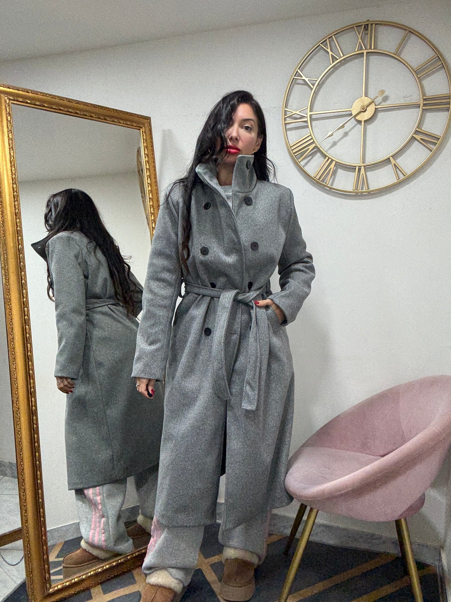 Cappotto collo alto doppio petto 148