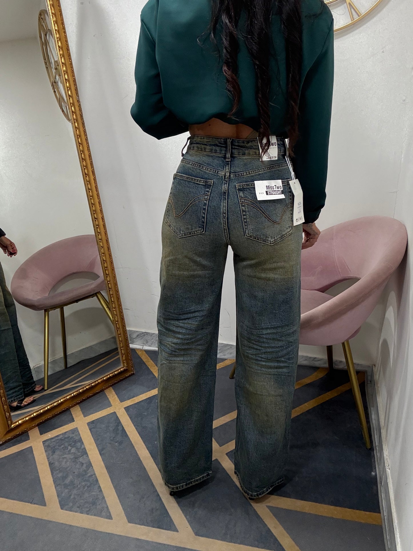 Jeans palazzo sabbiato marrone 226