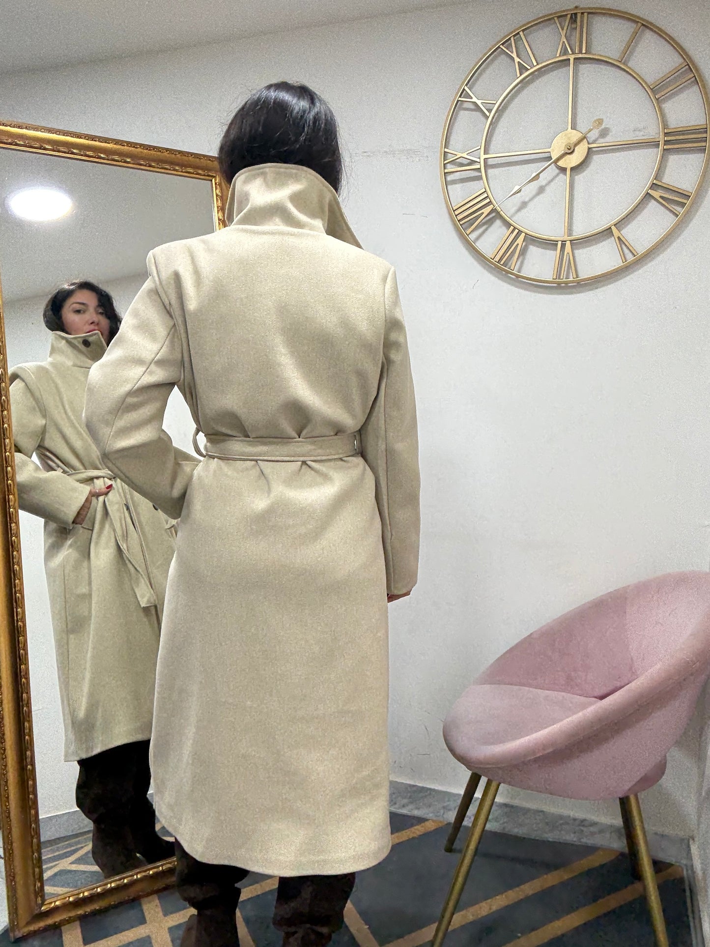 Cappotto collo alto doppio petto 148