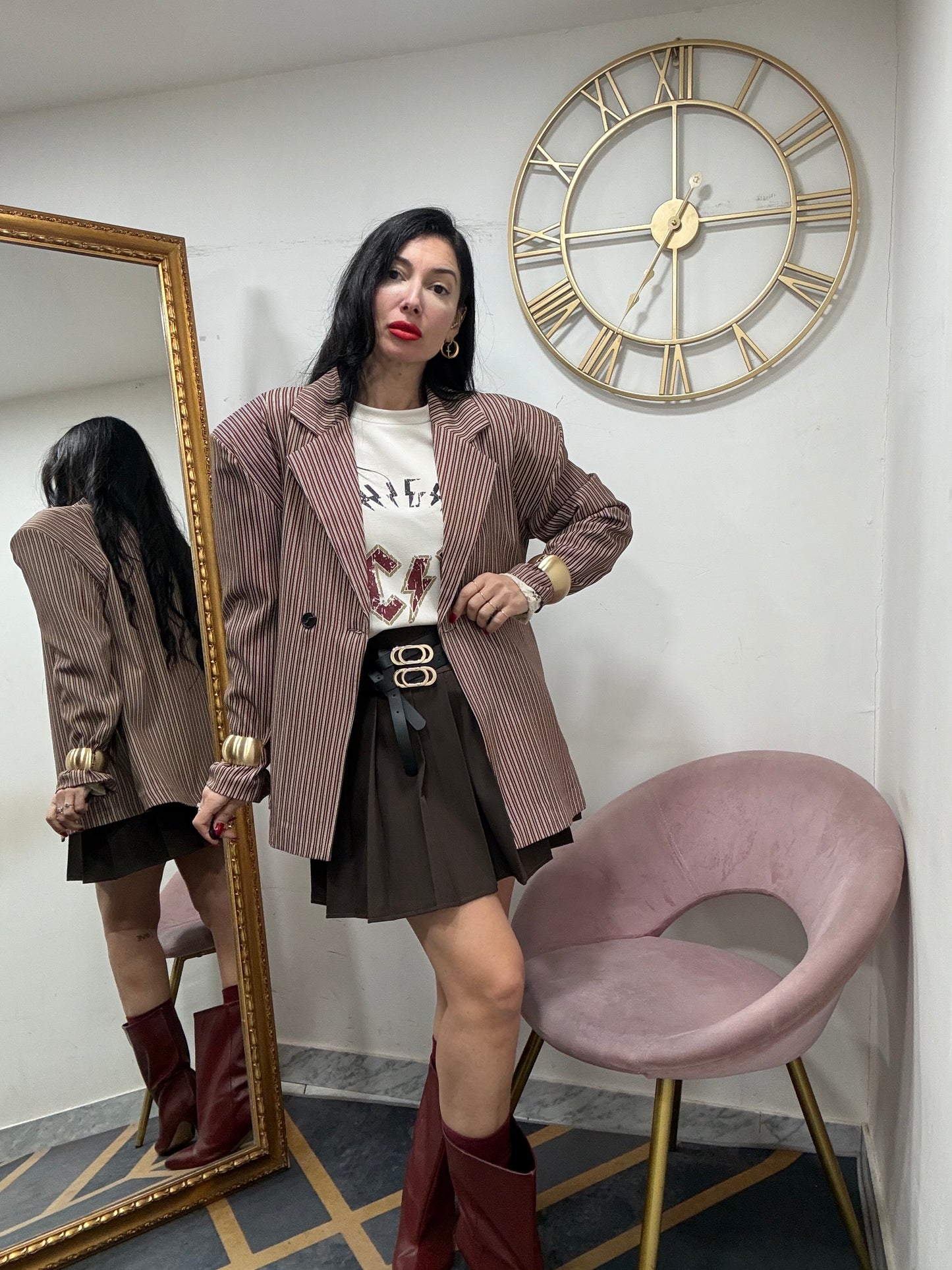 Giacca mega spallina gessata 66753