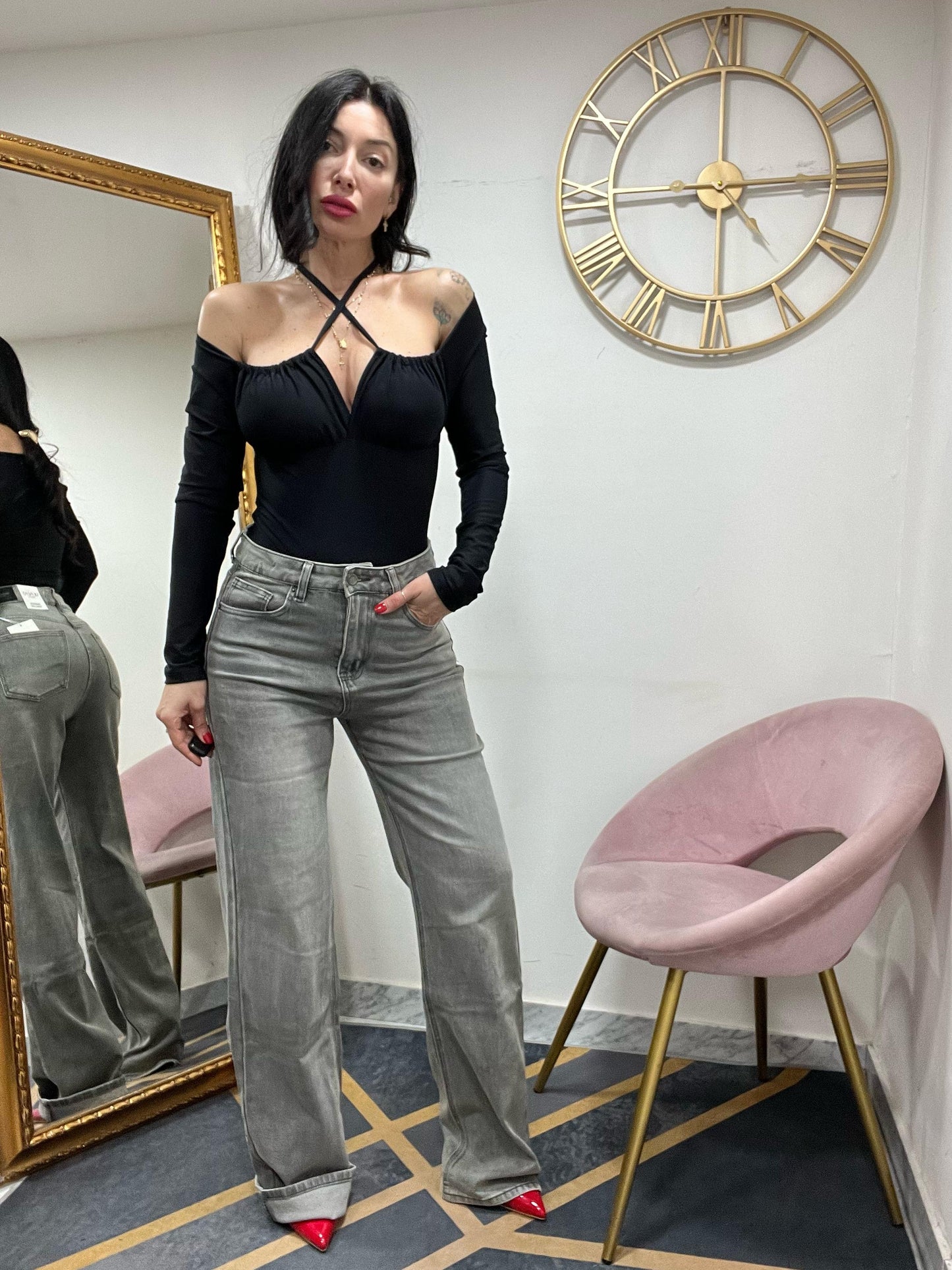 Jeans palazzo grigio 3301