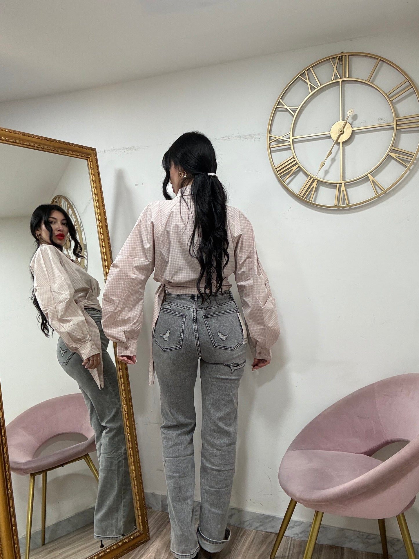 Jeans palazzo rotture grigio 528-2