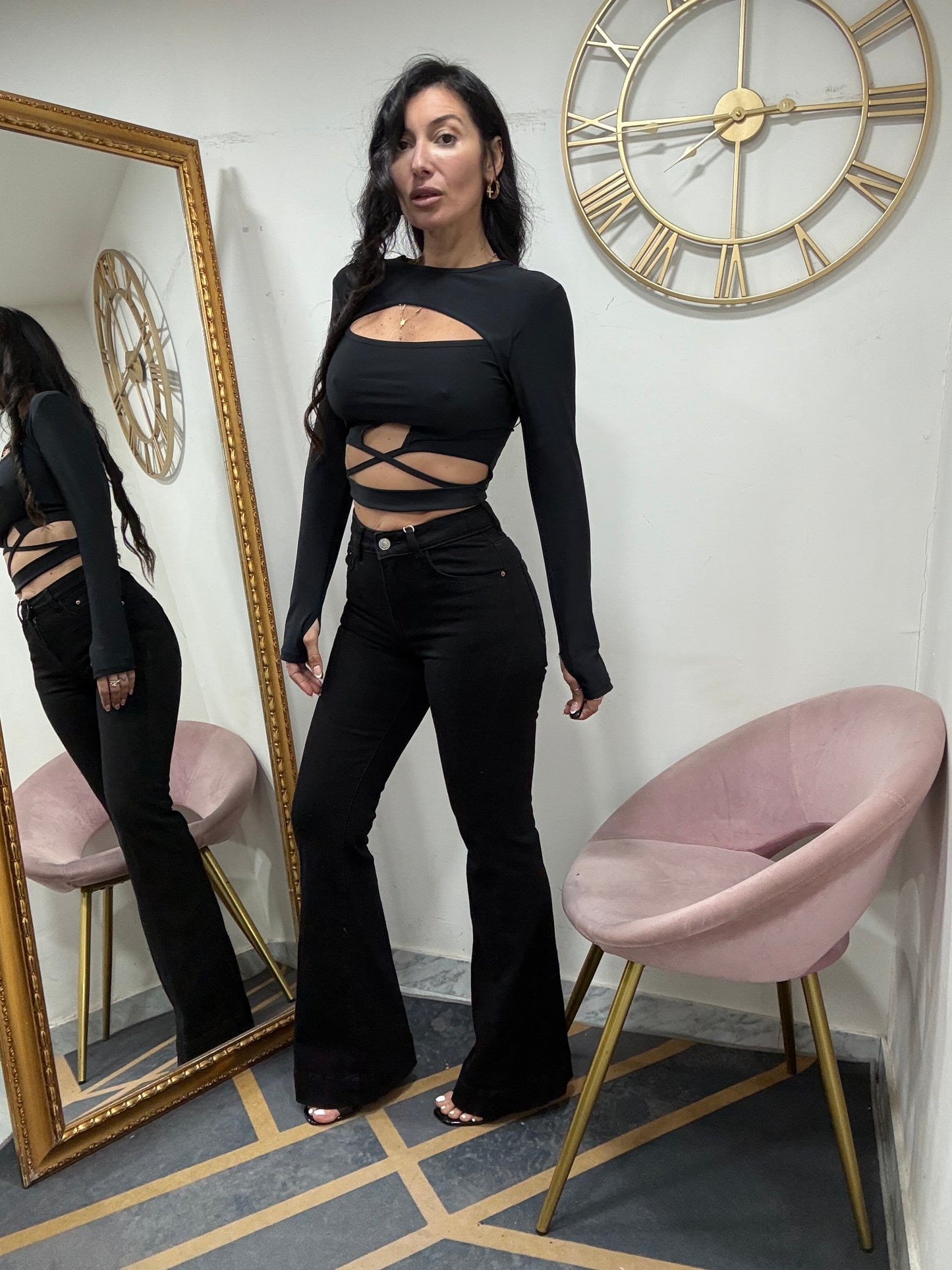 Jeans zampa nero 3560-1