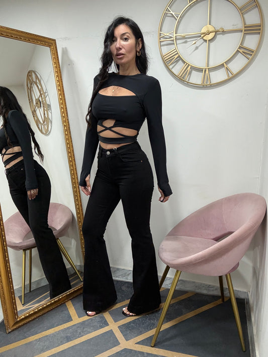 Jeans zampa nero 3560-1