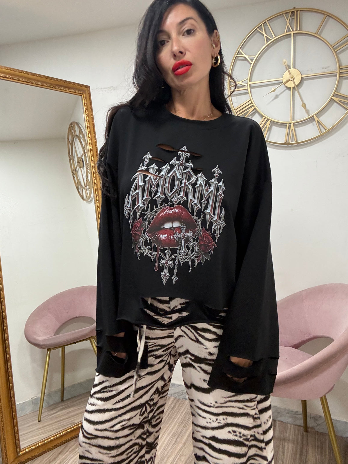 Shirt amormi labbra tagli 99178