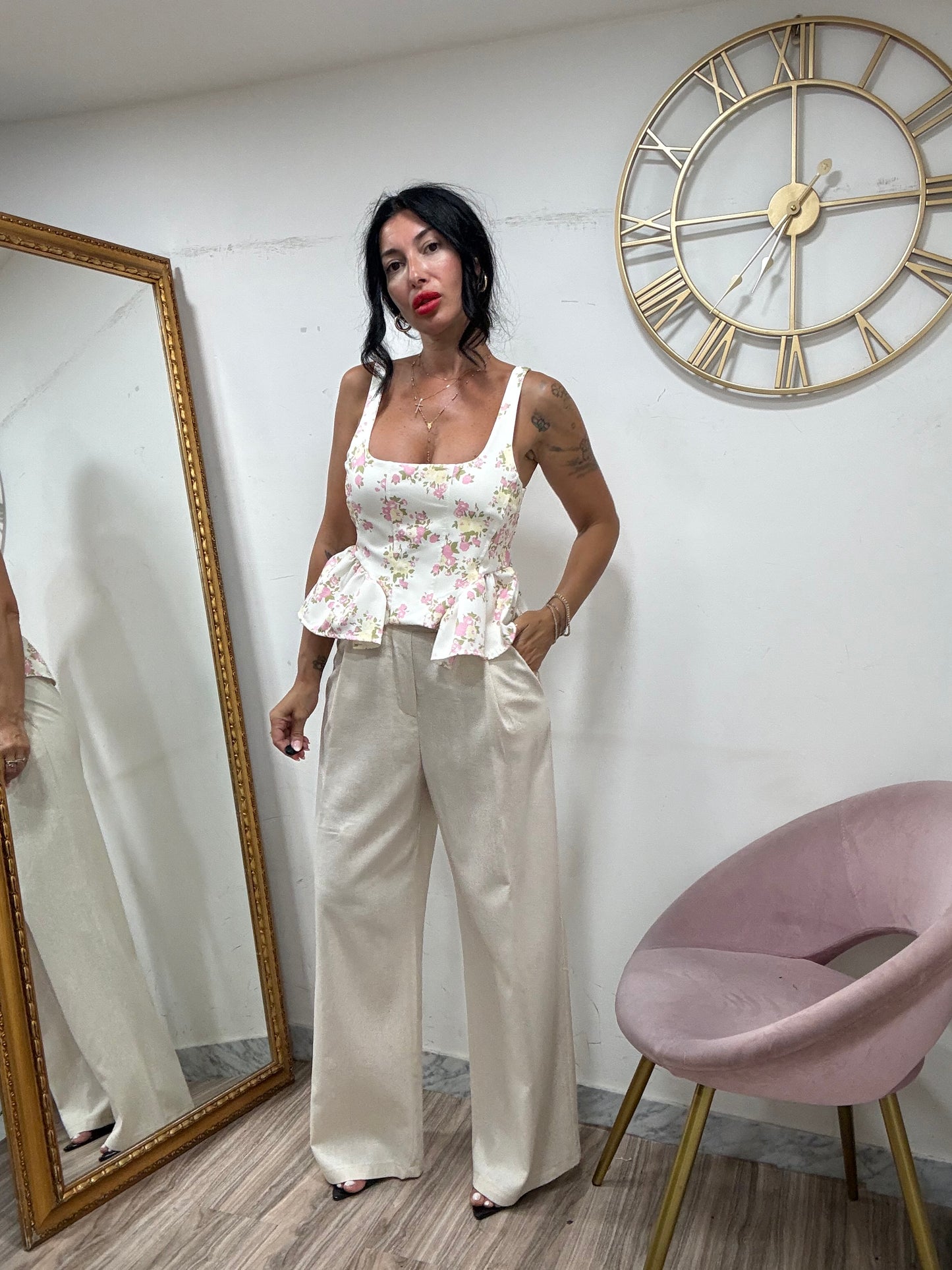 Pantalone palazzo lino 5845