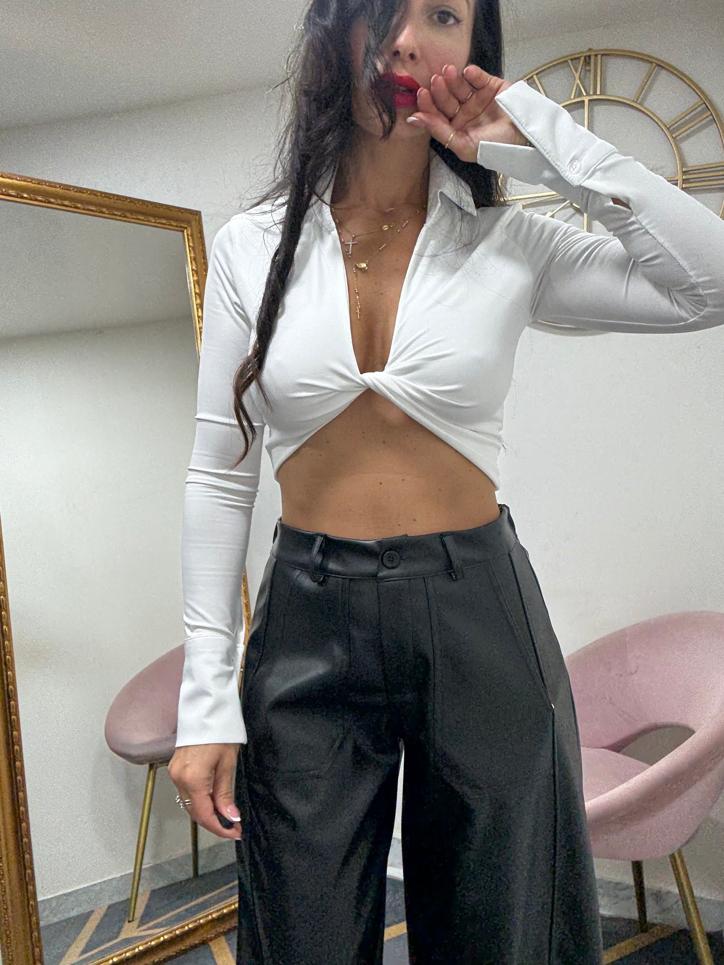 Crop polsino camicia