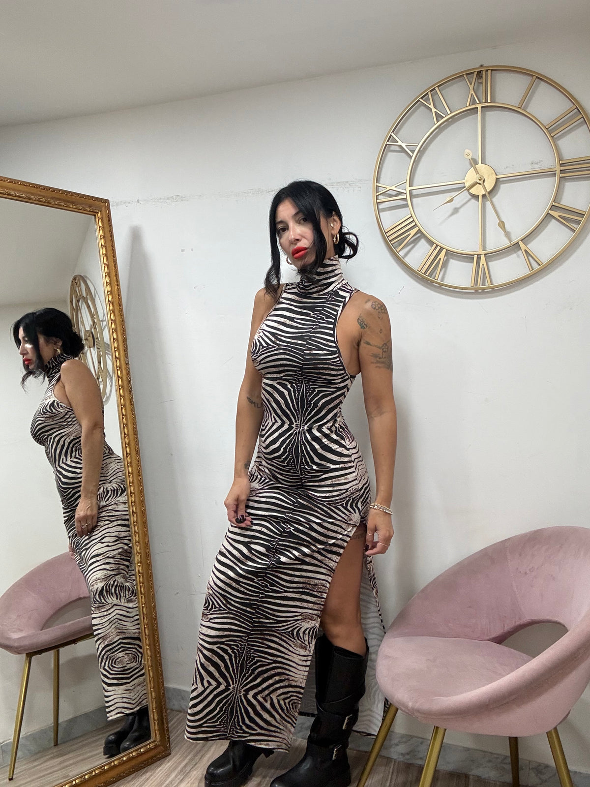 Long dress licra animalier 6136