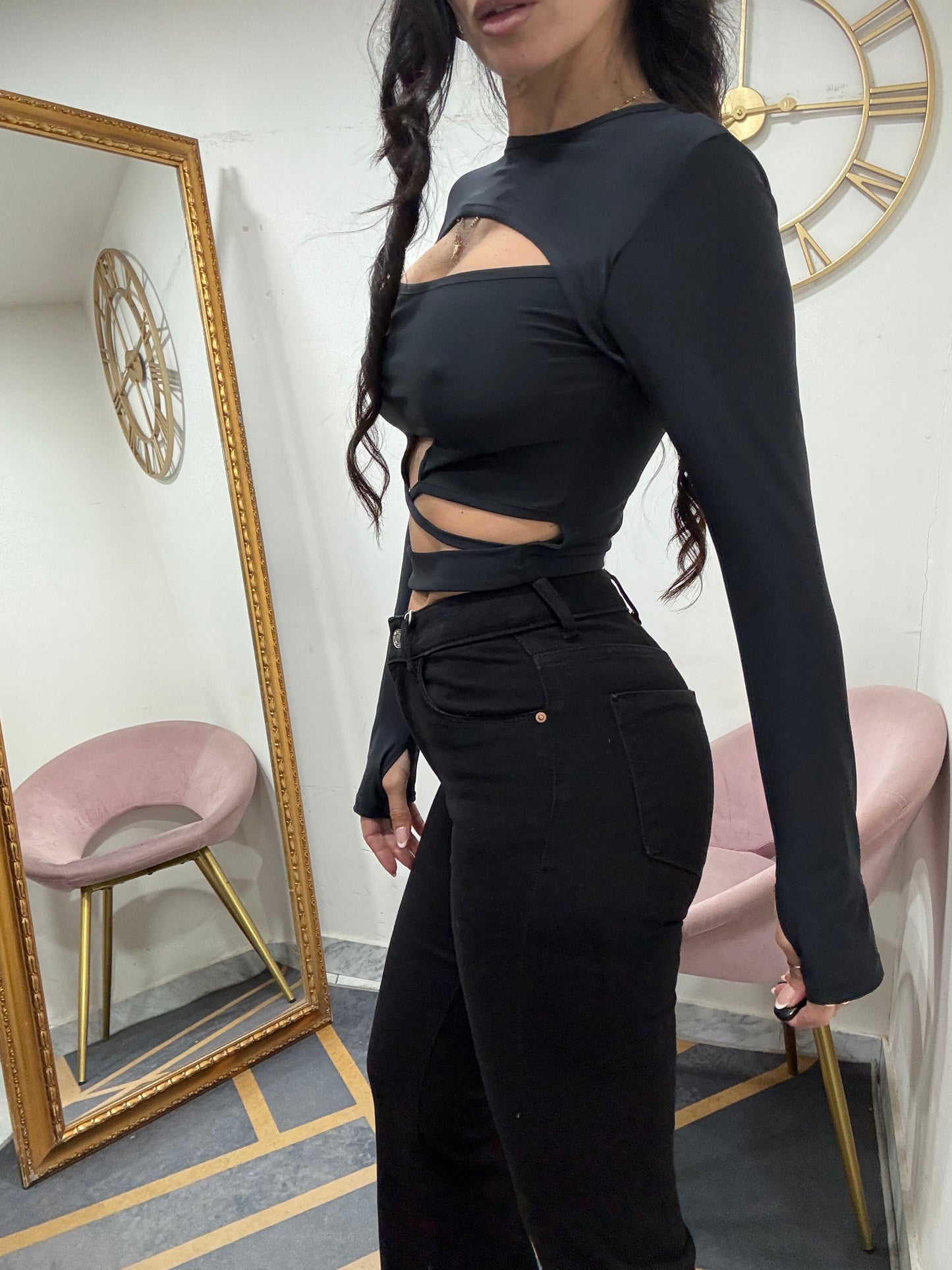 Jeans zampa nero 3560-1