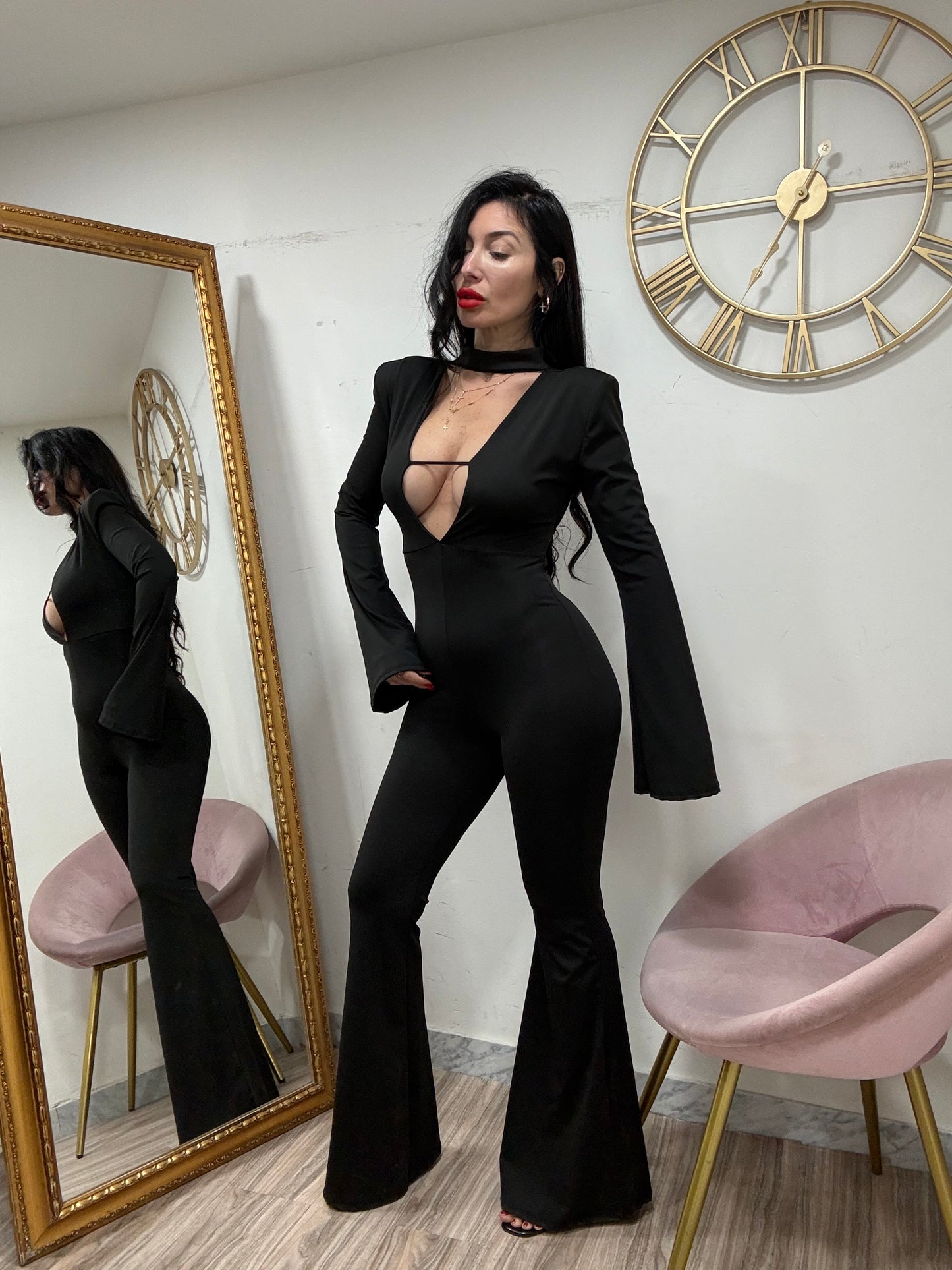 Jumpsuit zampa doppio scollo 19432