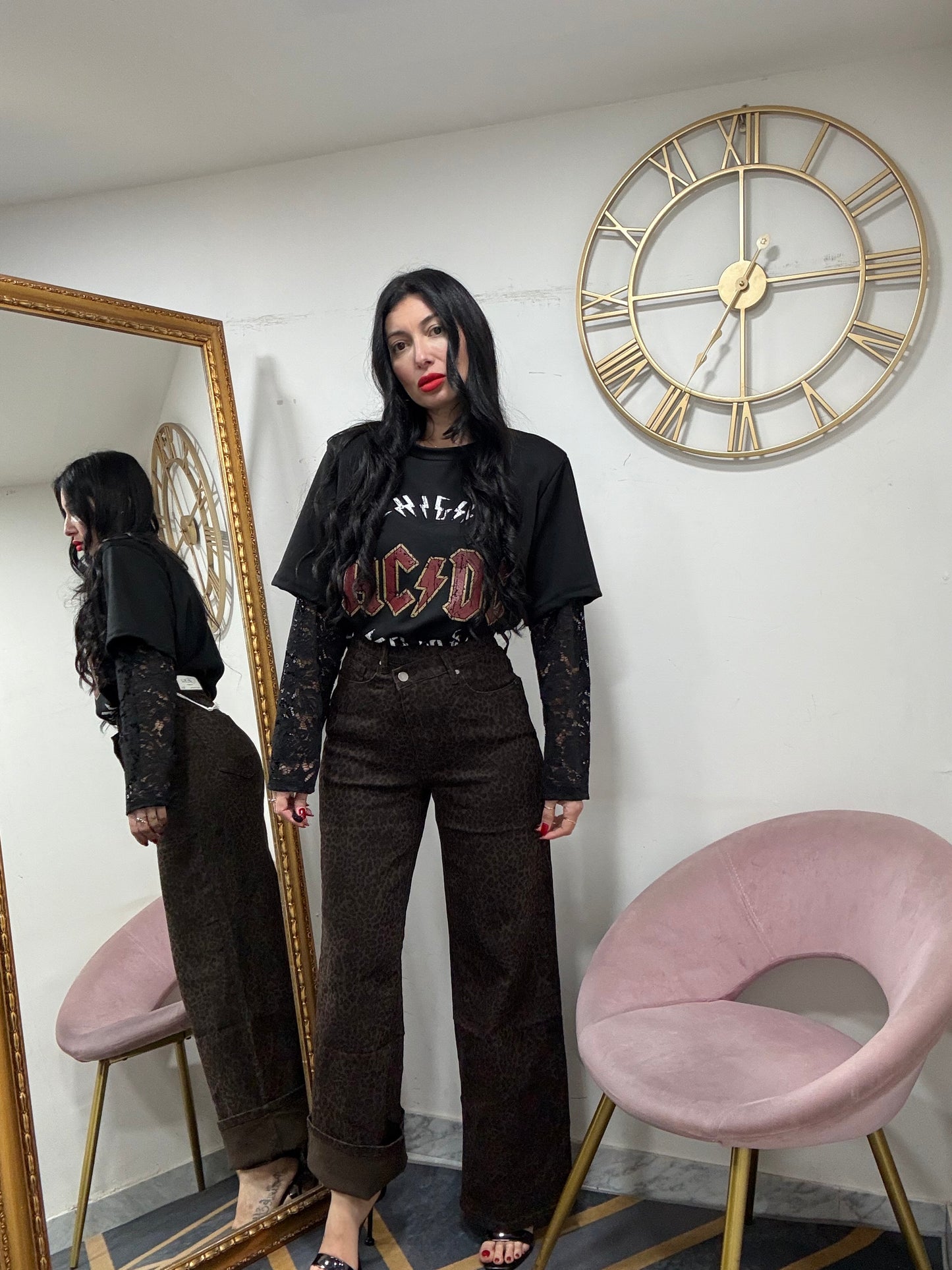 Jeans leopardato abbott assimmetrica 5214