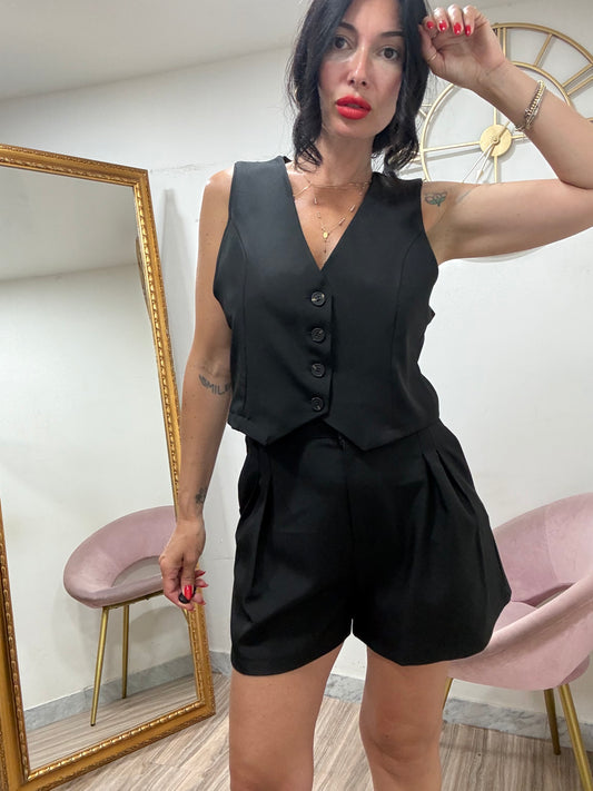 Coordinato shorts gilet crop 66859