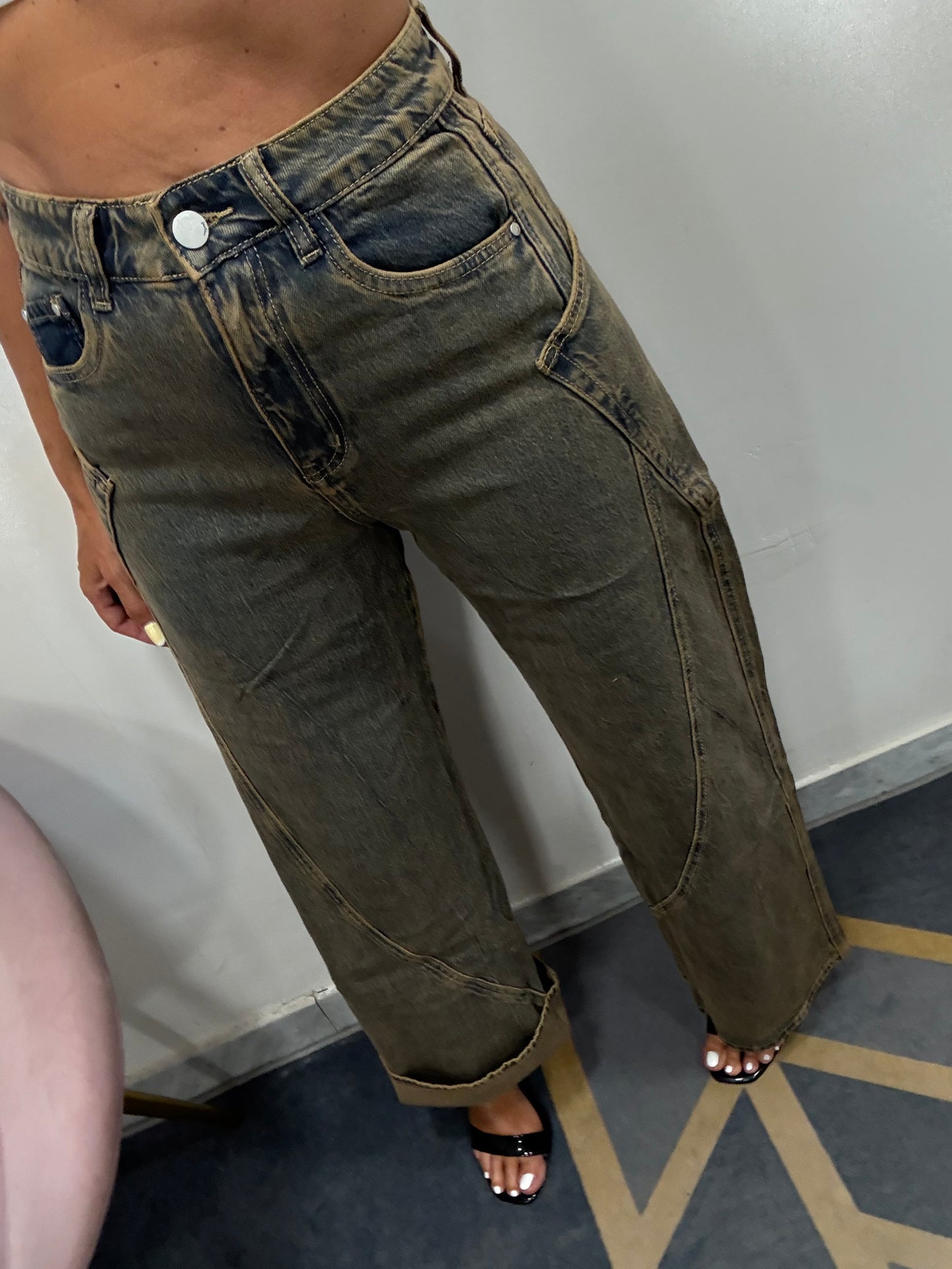 Jeans ballon largo sabbiato 686