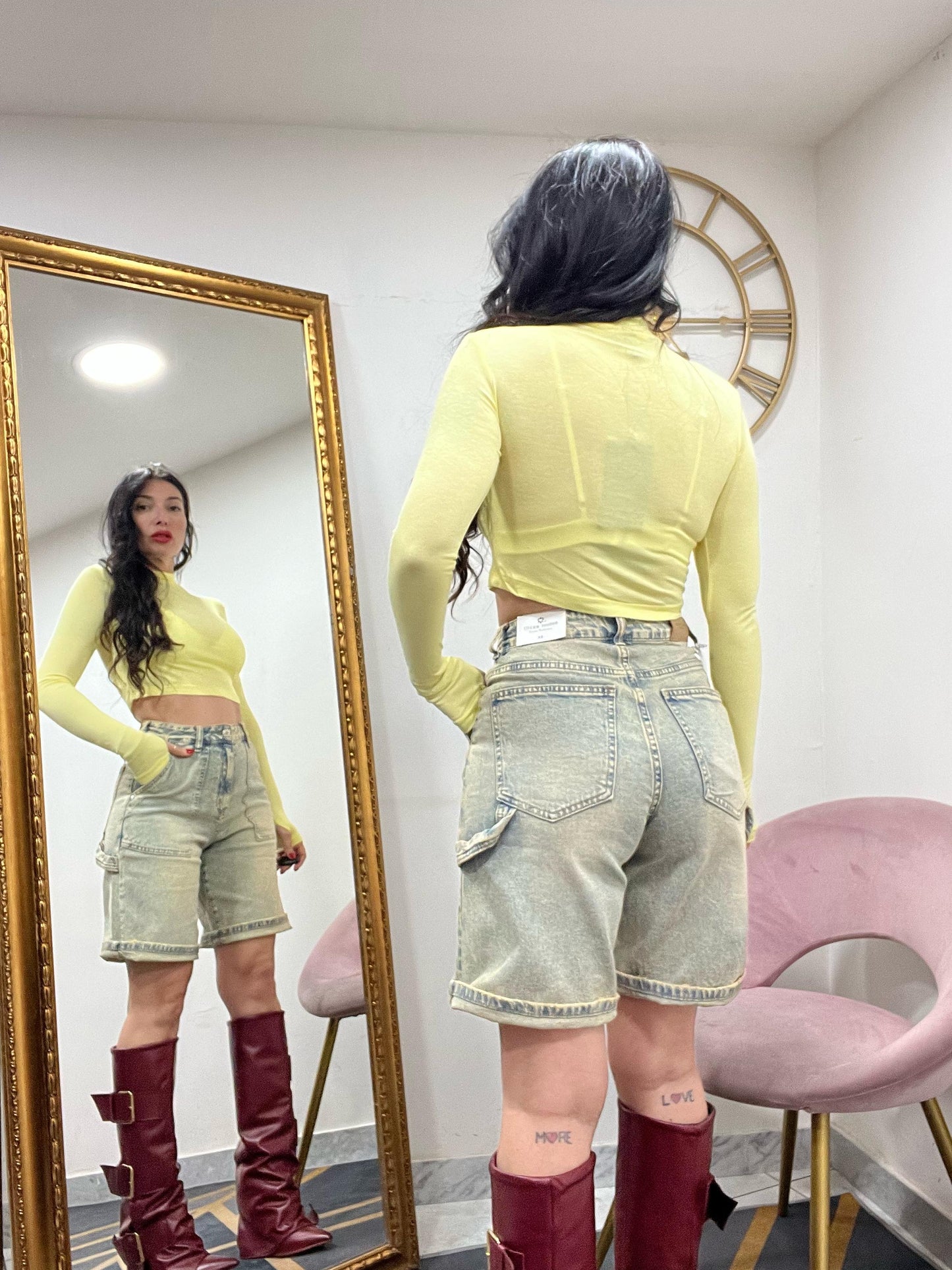 Maglia crop con guanto