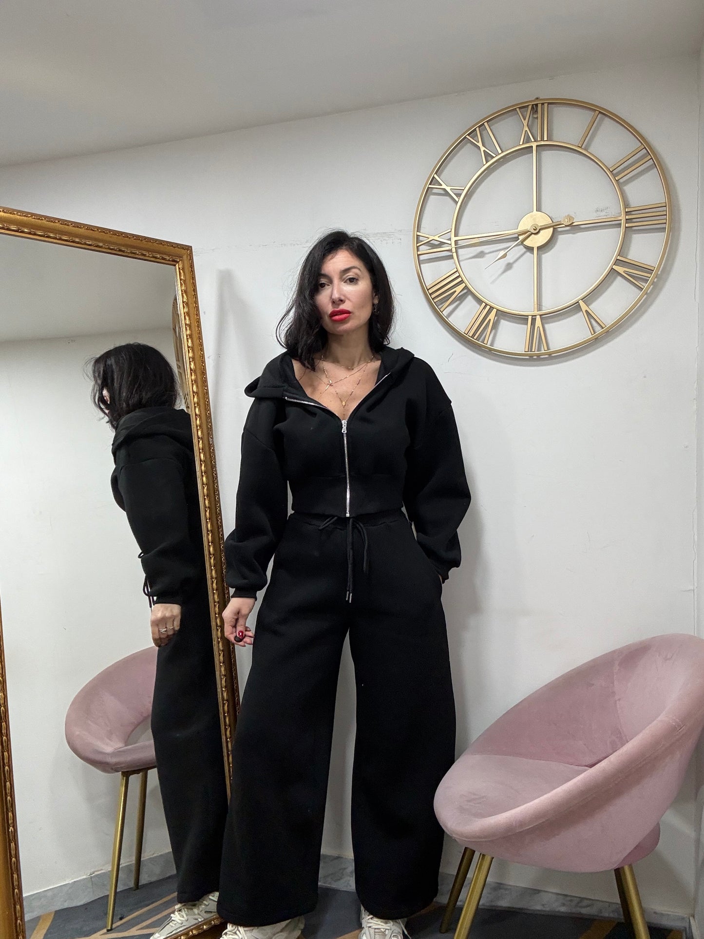 Felpa crop zip elastico 065