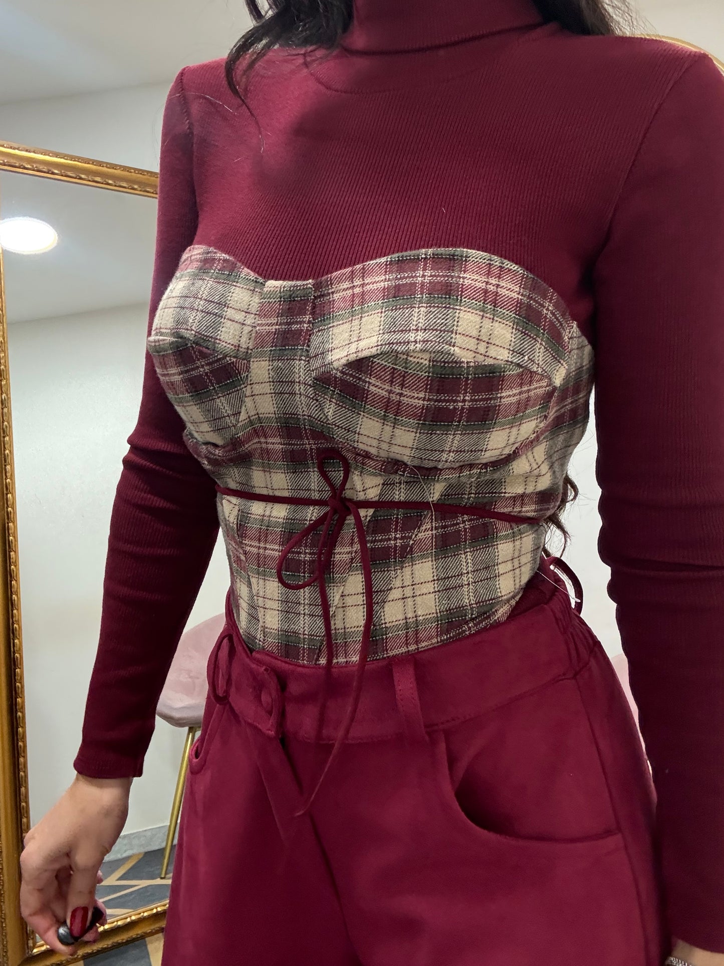 Corpetto quadri bustier 838