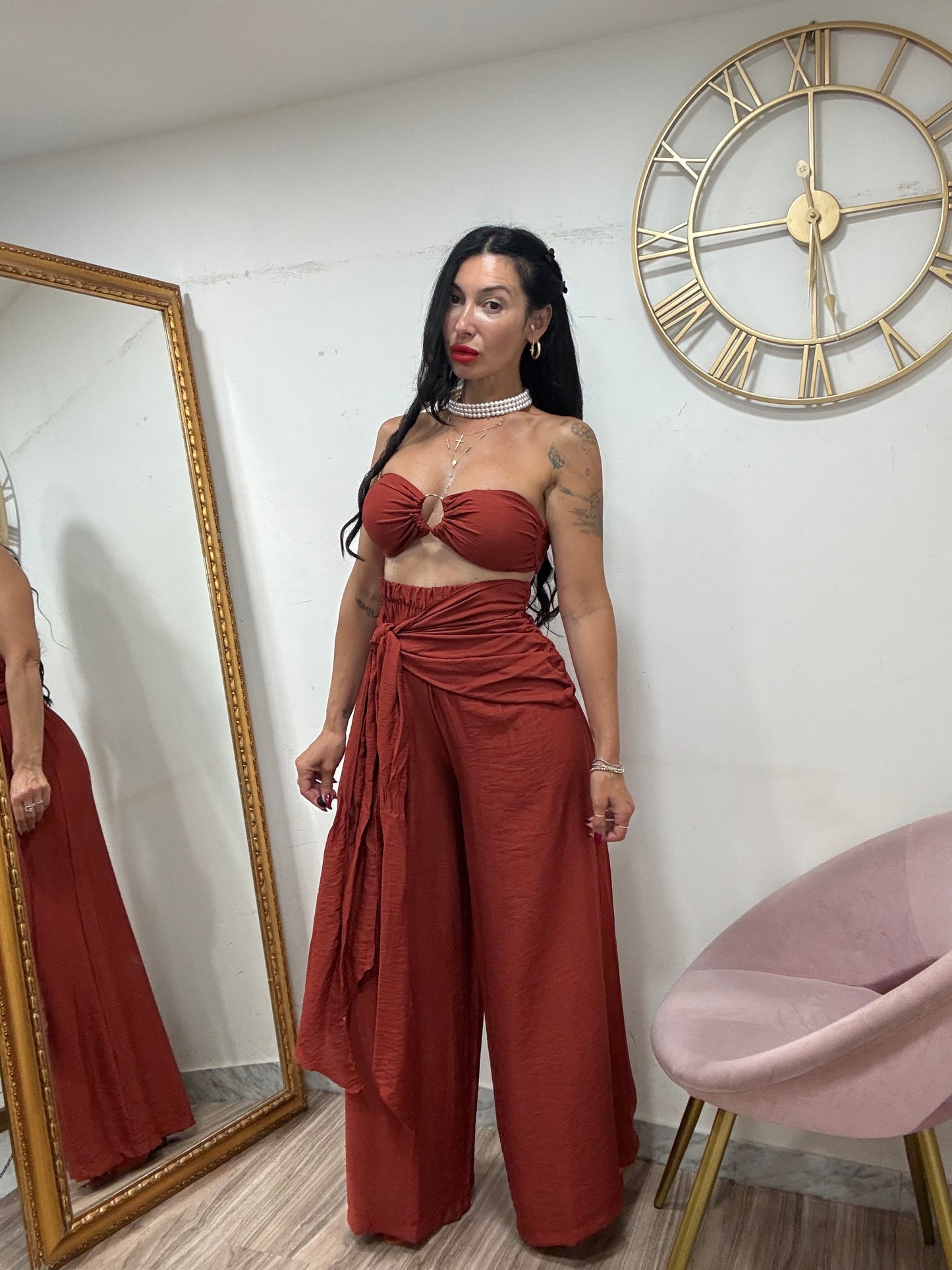 Coordinato panta fascia fiocco 7135