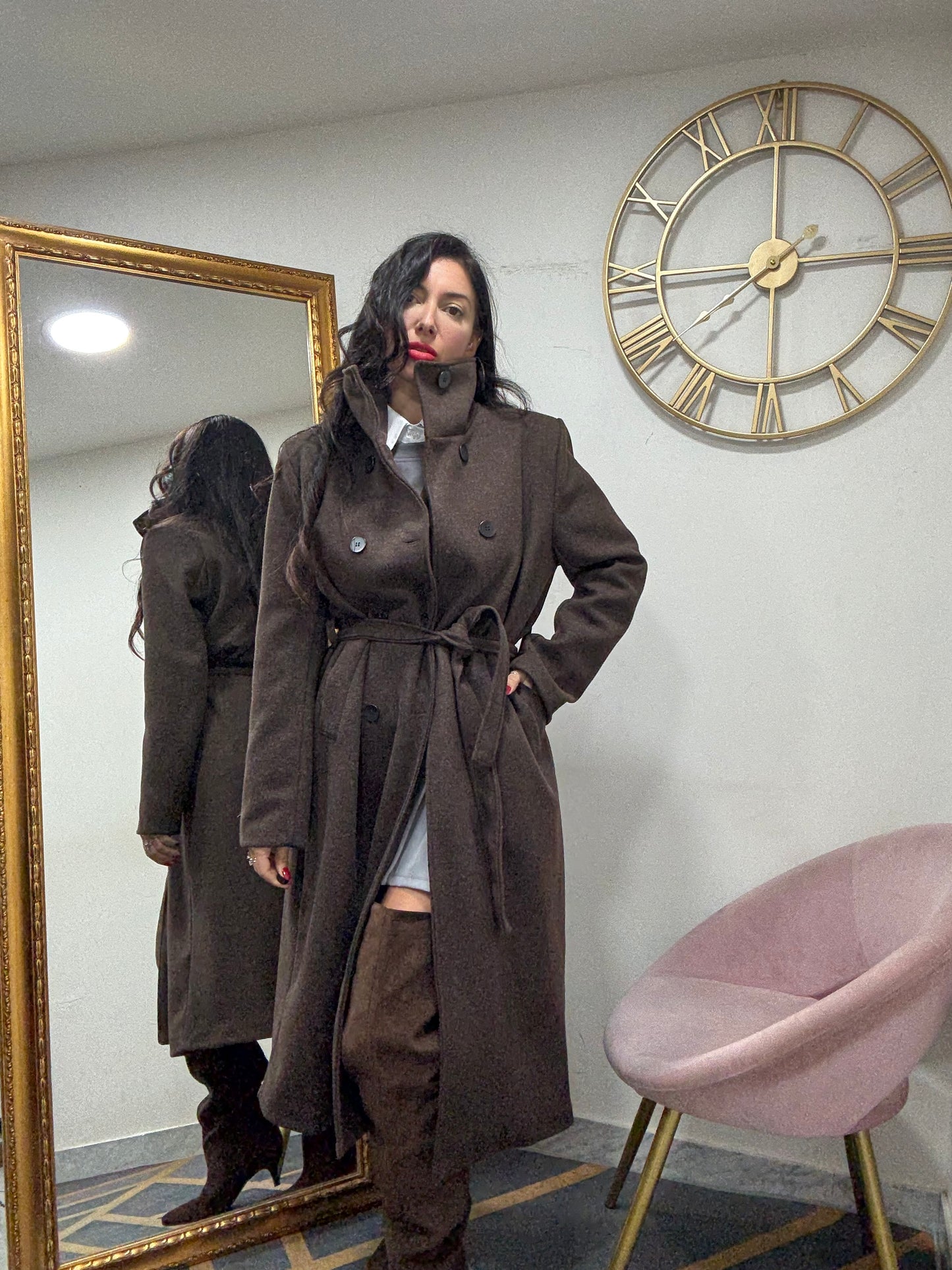 Cappotto collo alto doppio petto 148