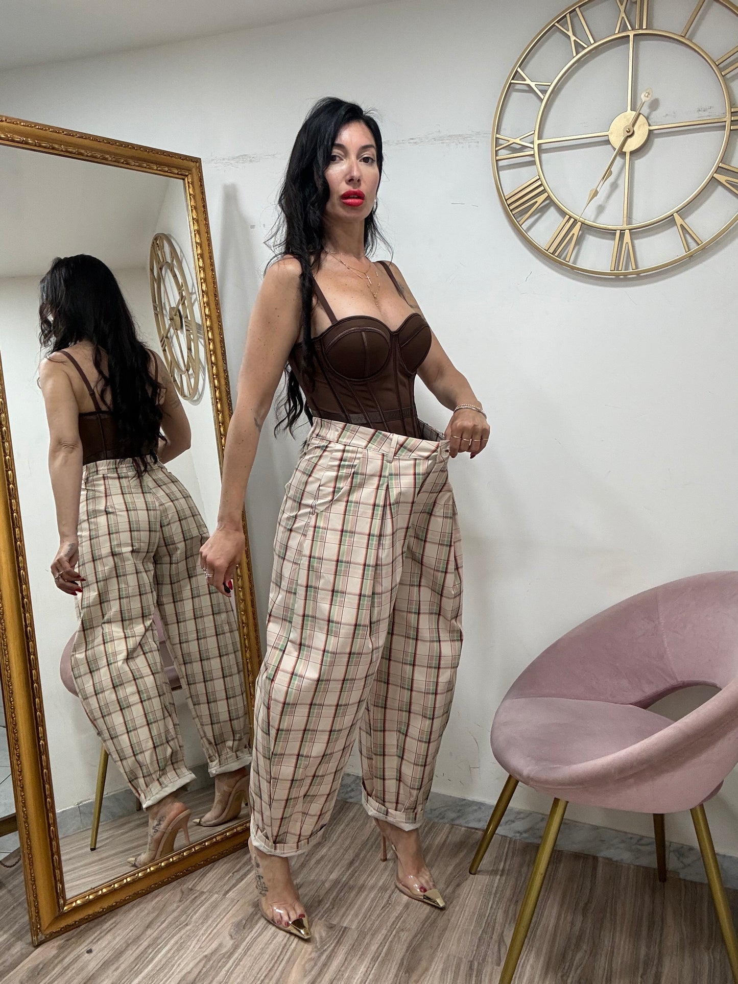 Pantalone balloon quadri Just west 1264010